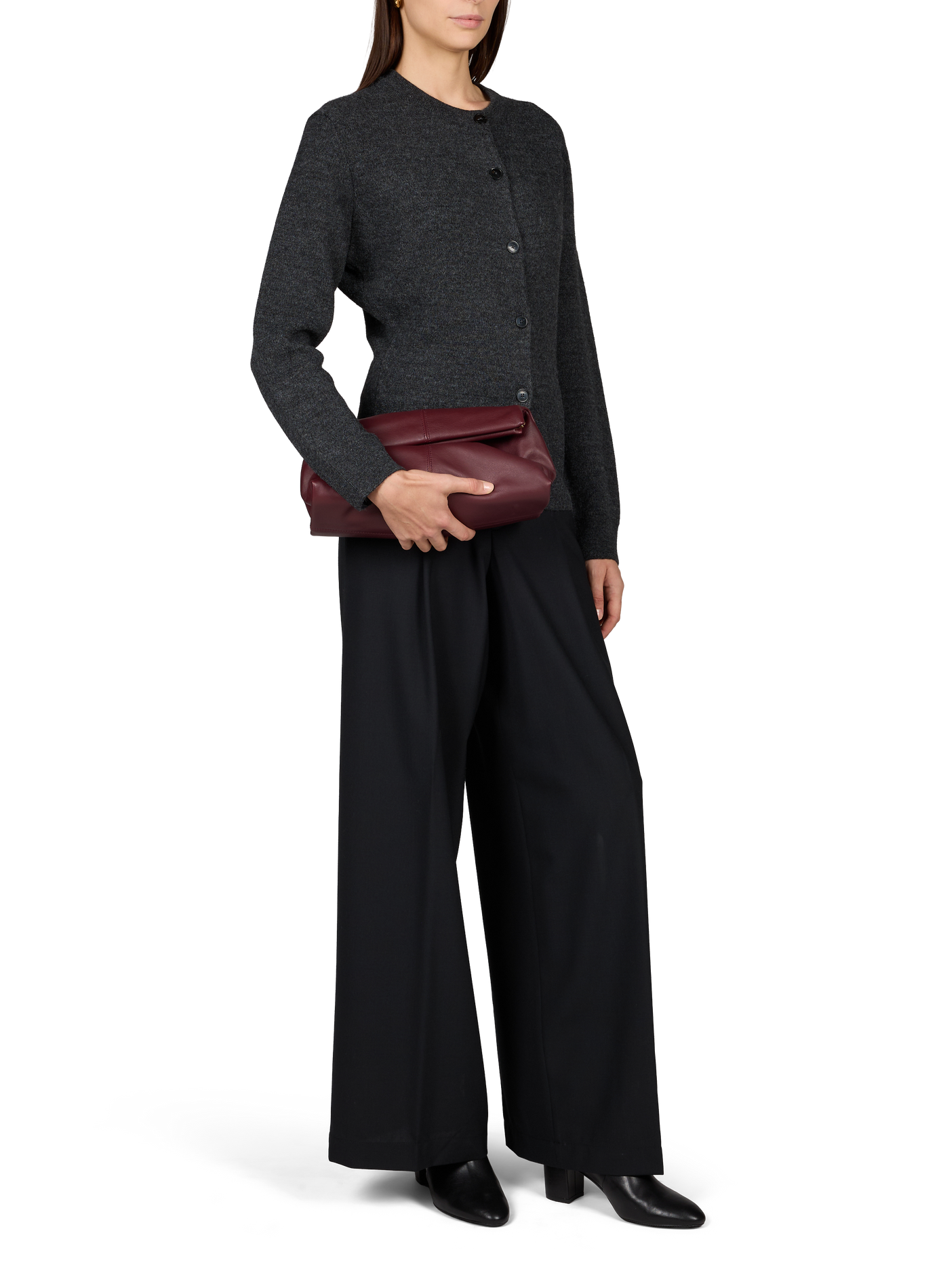 Pantalon large en laine mélangée CLOSED Noir