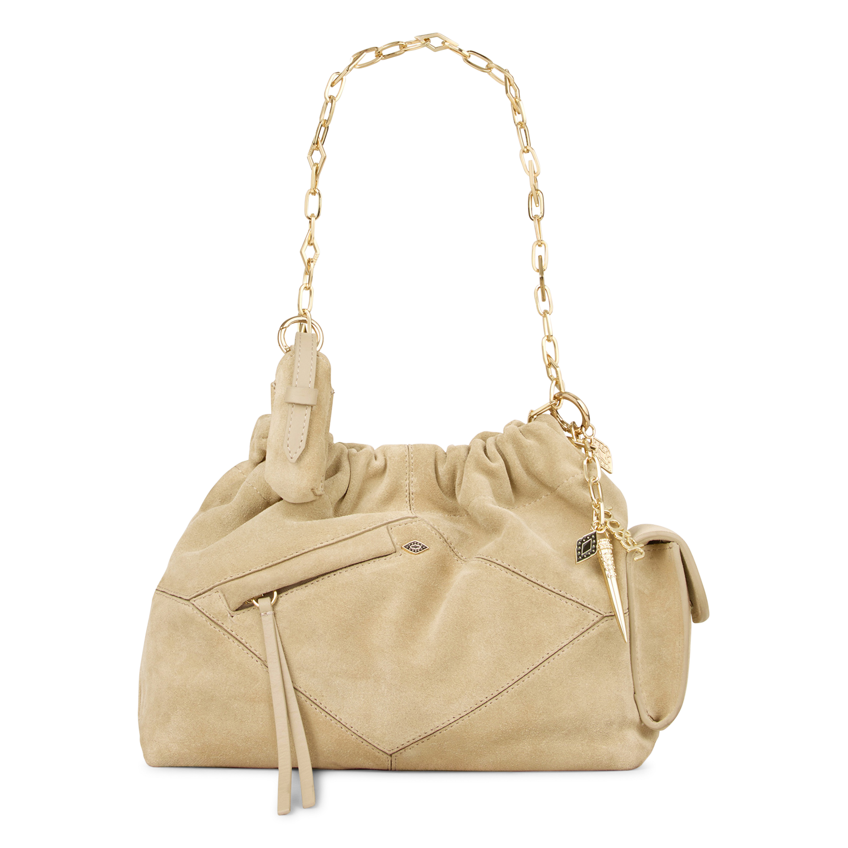 Schoudertas met ketting van mini suède lederen june tote BA&SH Bruin