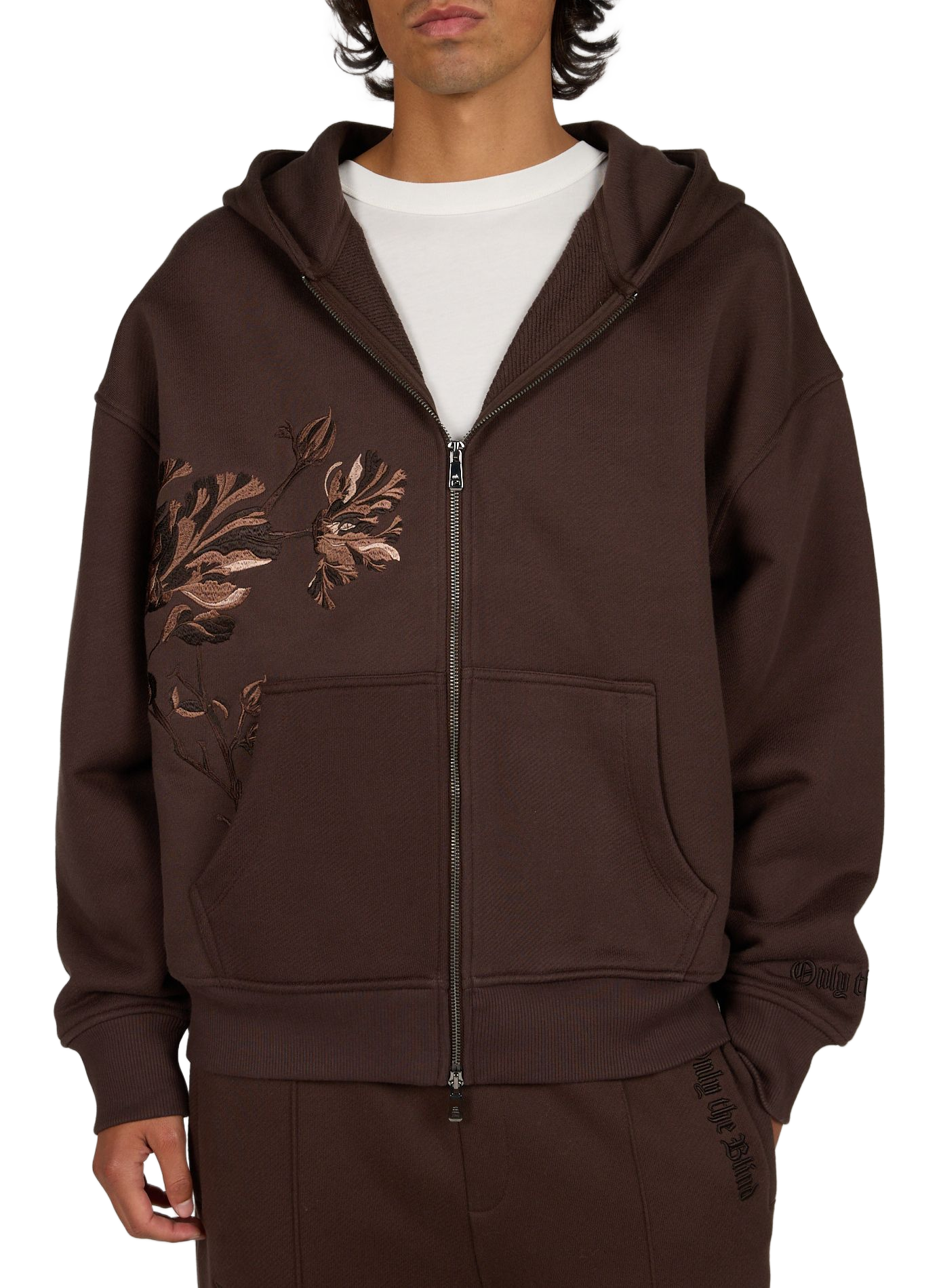 Oversized sweatshirt with embroidered details in cotton ONLY THE BLIND Brown