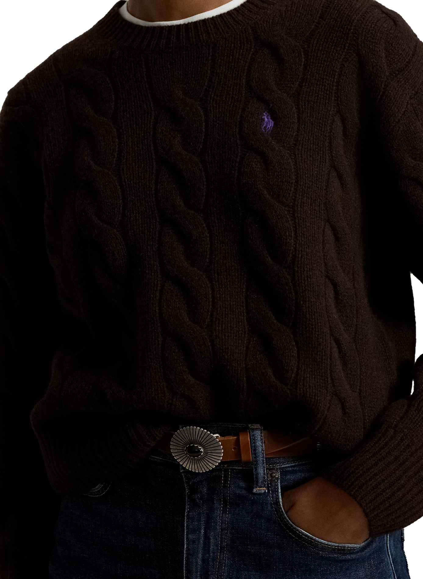 Round-neck wool and cashmere jumper POLO RALPH LAUREN Brown