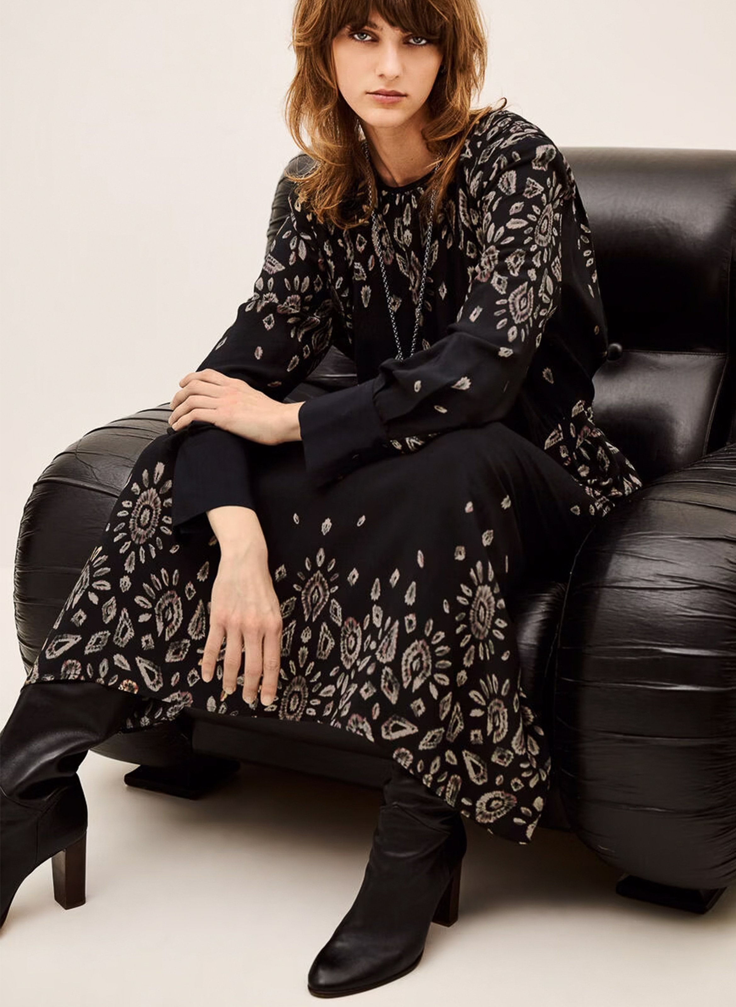 Robe longue col rond imprimée belline BA&SH Zwart