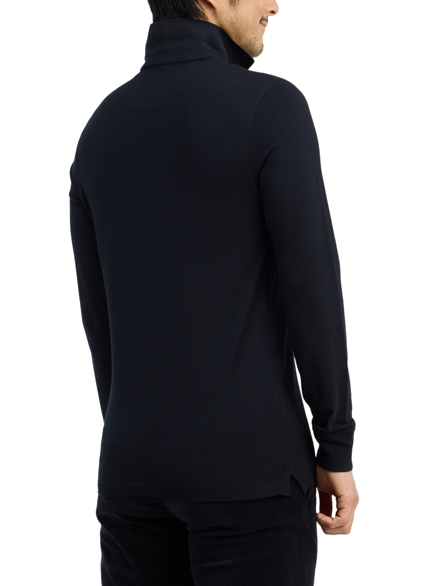 Polo manches longues en coton mélangé EDEN PARK Black