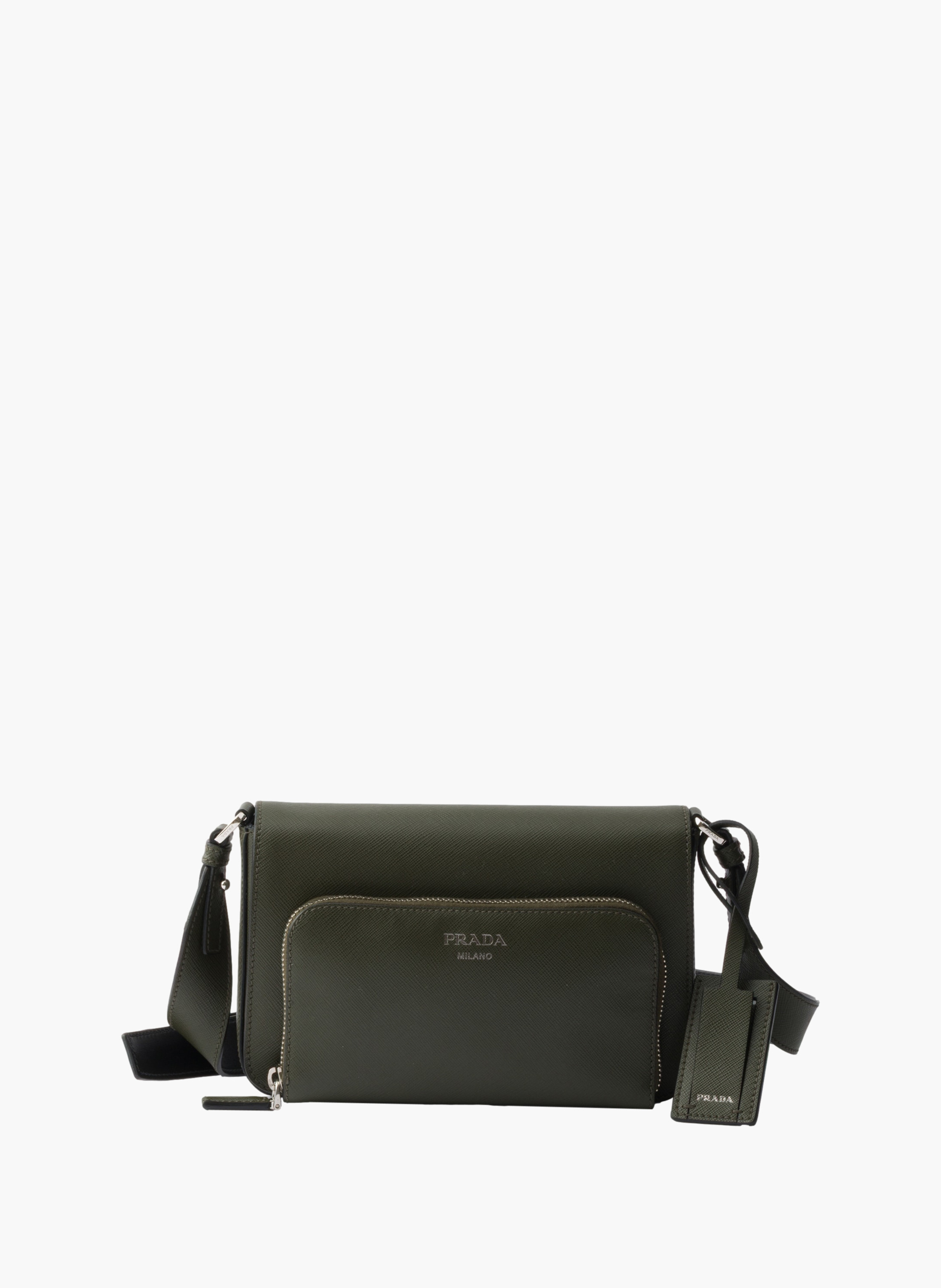 Sac porté épaule en cuir saffiano PRADA Vert