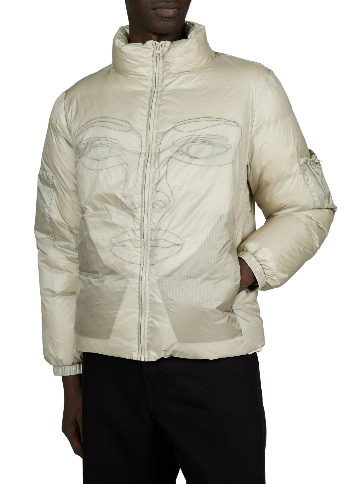 Gerade geschnittene Steppjacke mit Stehkragen und Print KIDSUPER Grun