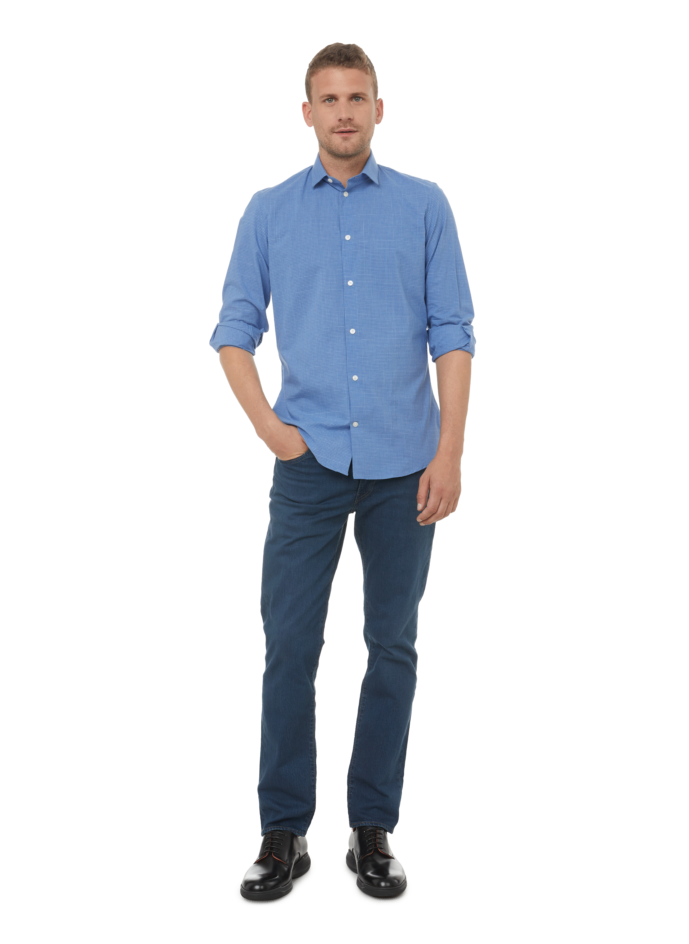 Chemise à carreaux en popeline de coton AU PRINTEMPS PARIS Bleu