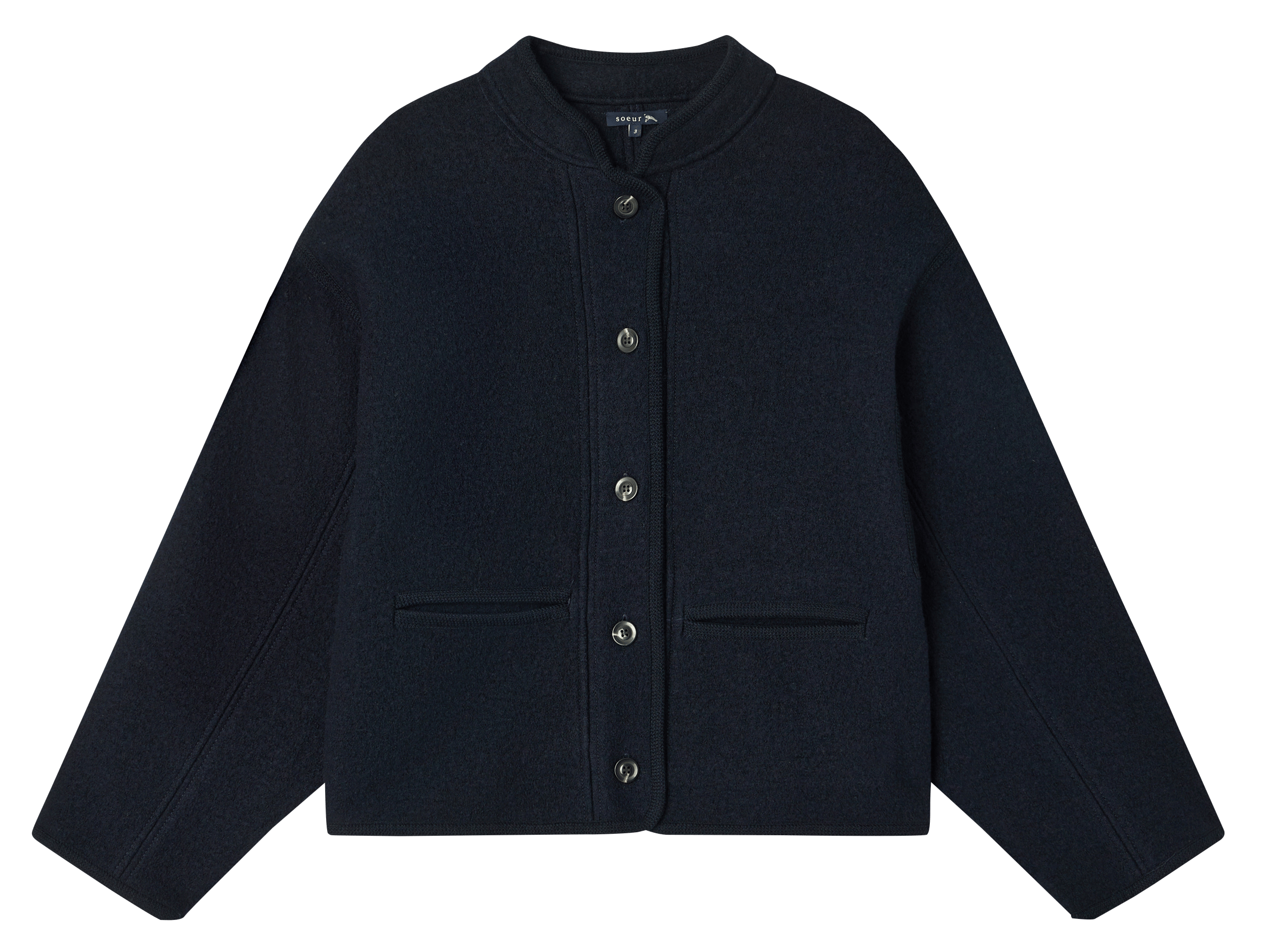 Veste droite en laine olympe SOEUR Bleu