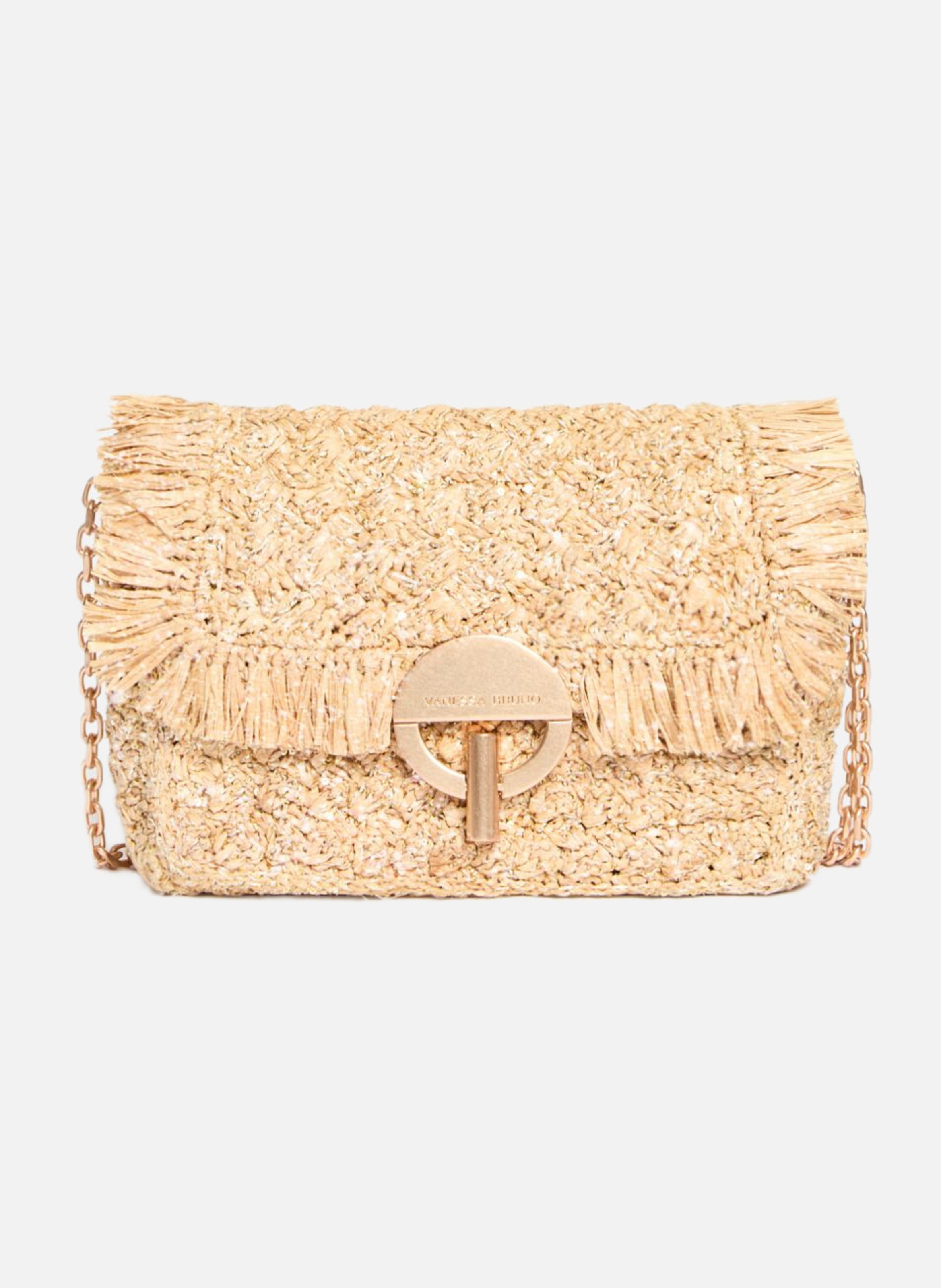 Moyen sac moon en raphia VANESSA BRUNO Blanc