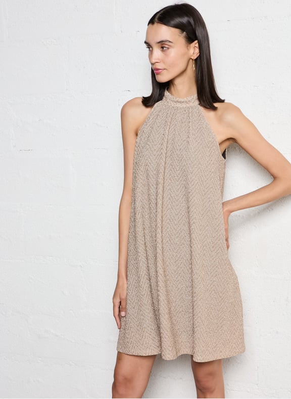 Robe courte en maille Doré by IKKS IKKS Robe courte en maille Doré
