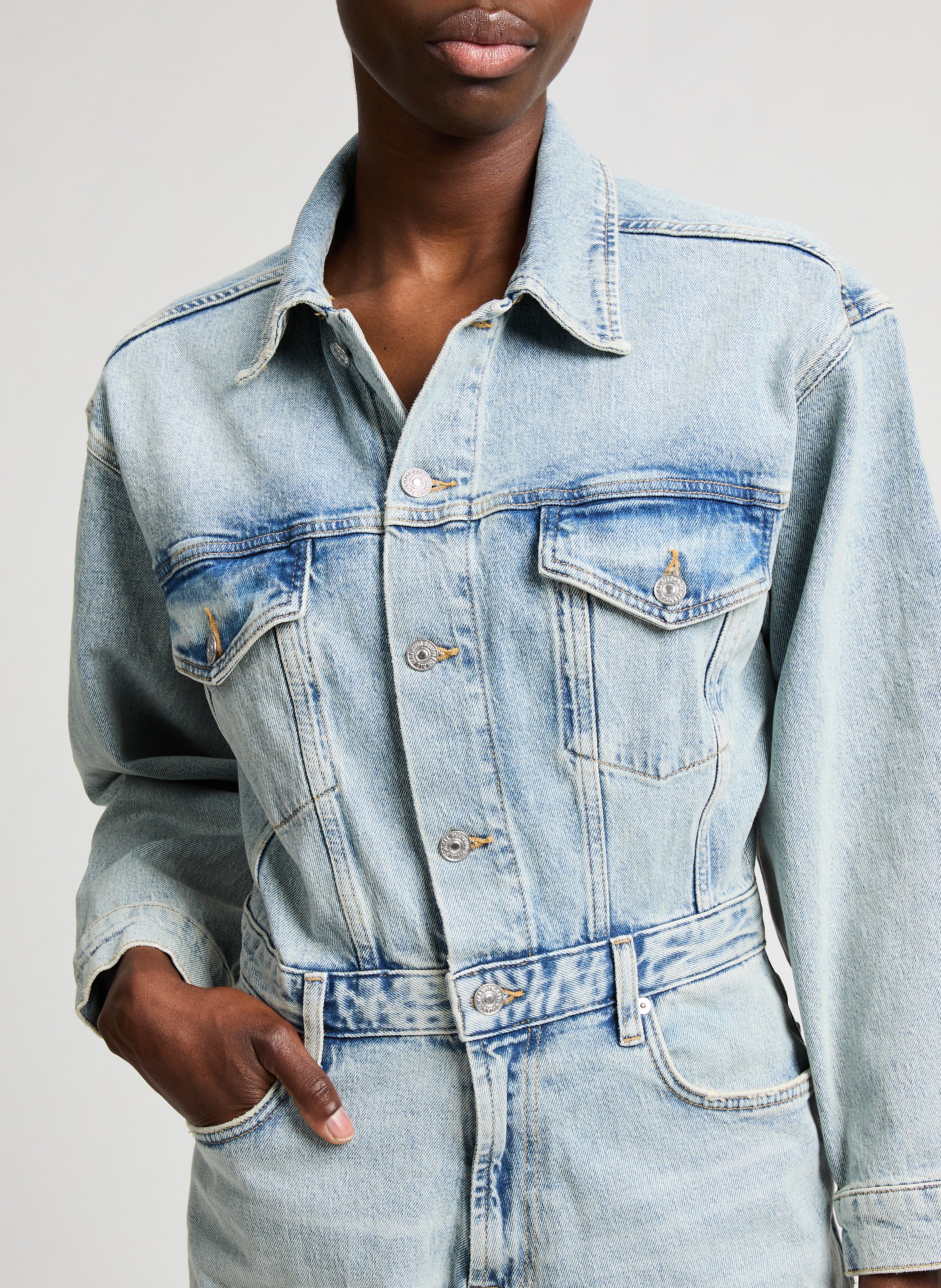 Combinaison en denim de coton  7 FOR ALL MANKIND Bleu