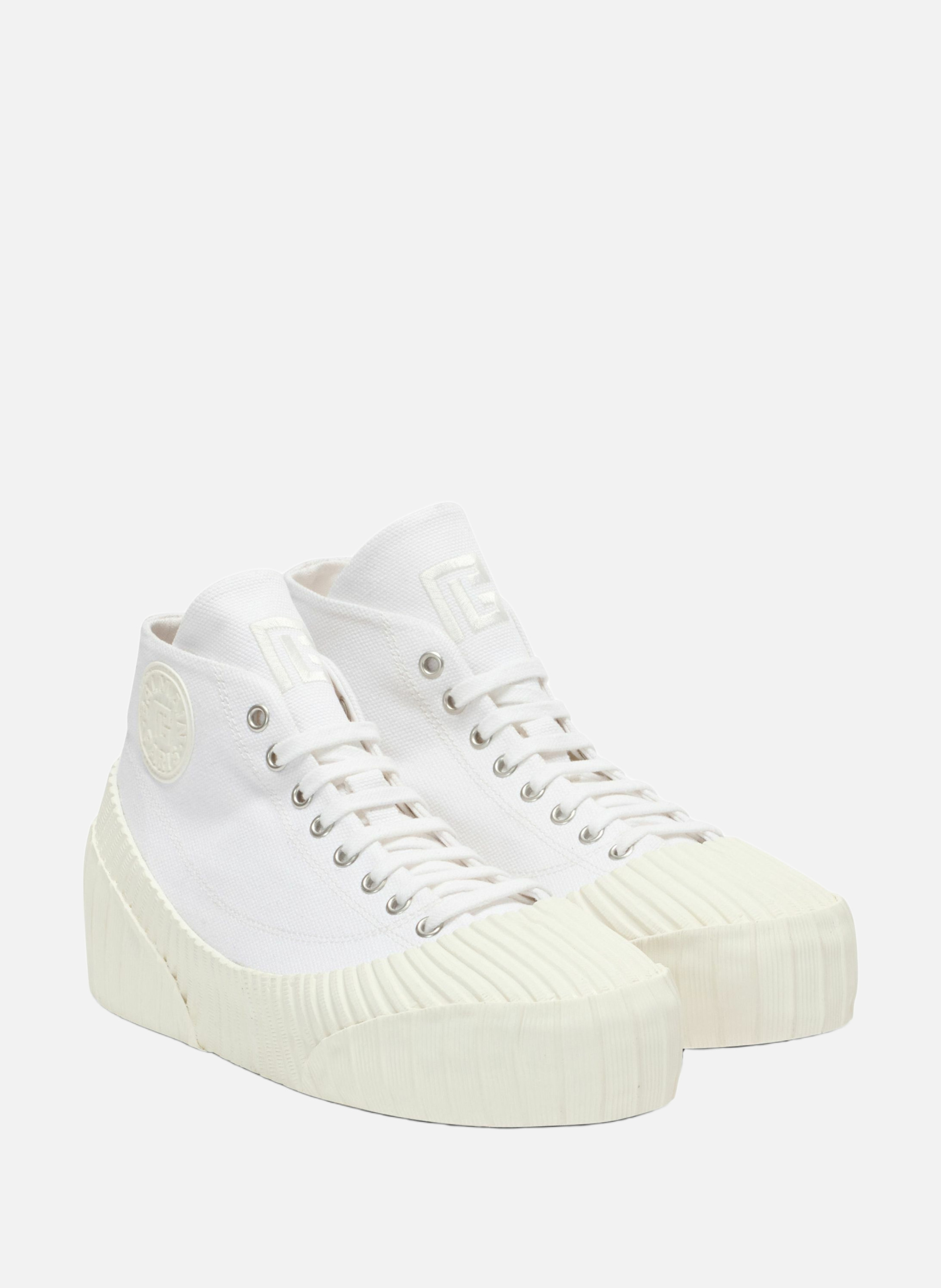 Sneakers riff low en toile BALMAIN Blanc