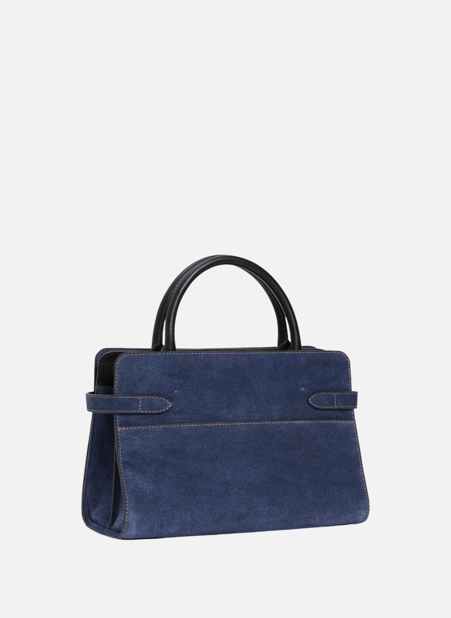 Sac à main moyen modèle emie en cuir suède effet denim LE TANNEUR Noir