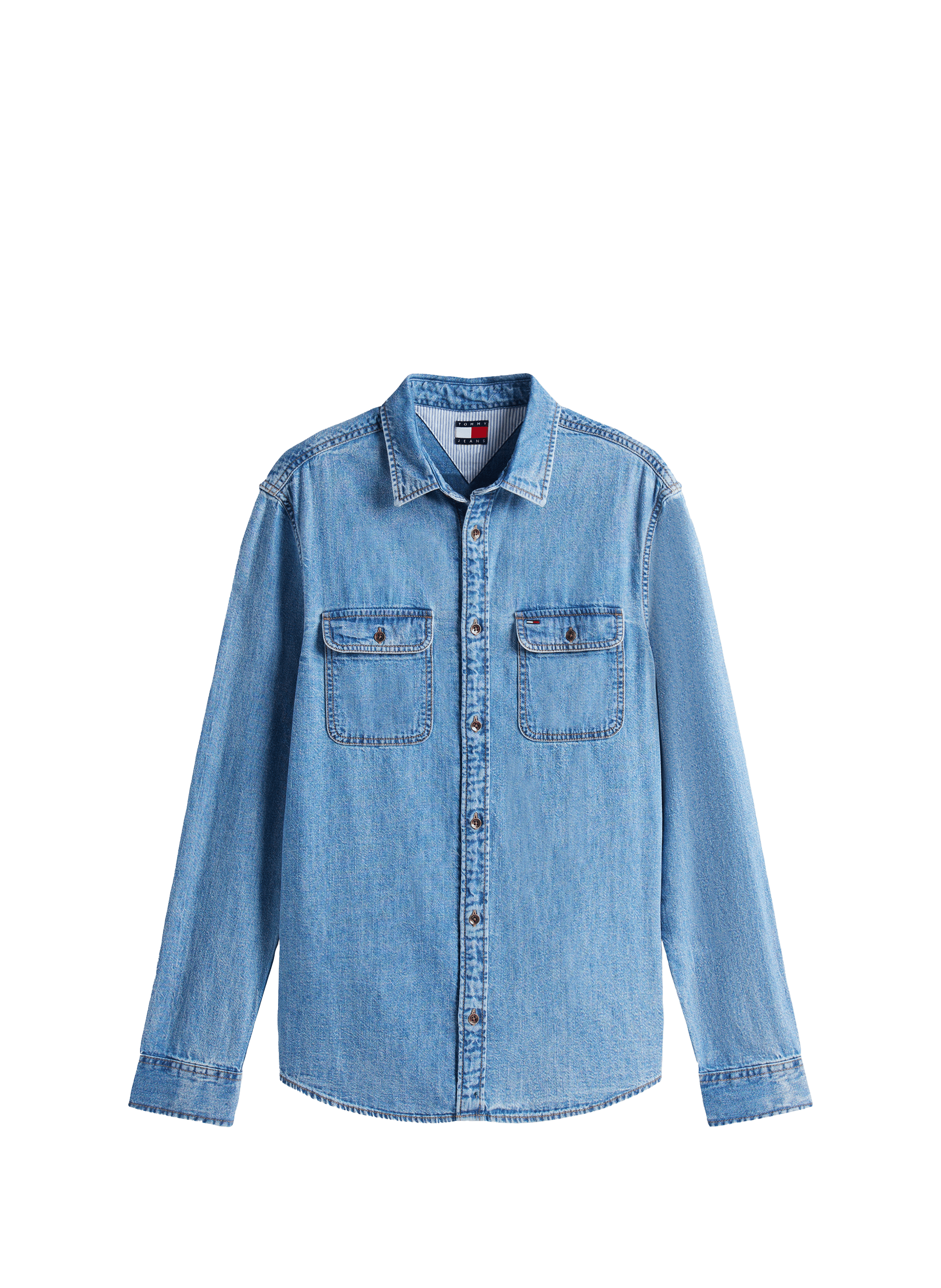 Straight cotton denim shirt TOMMY HILFIGER Blue