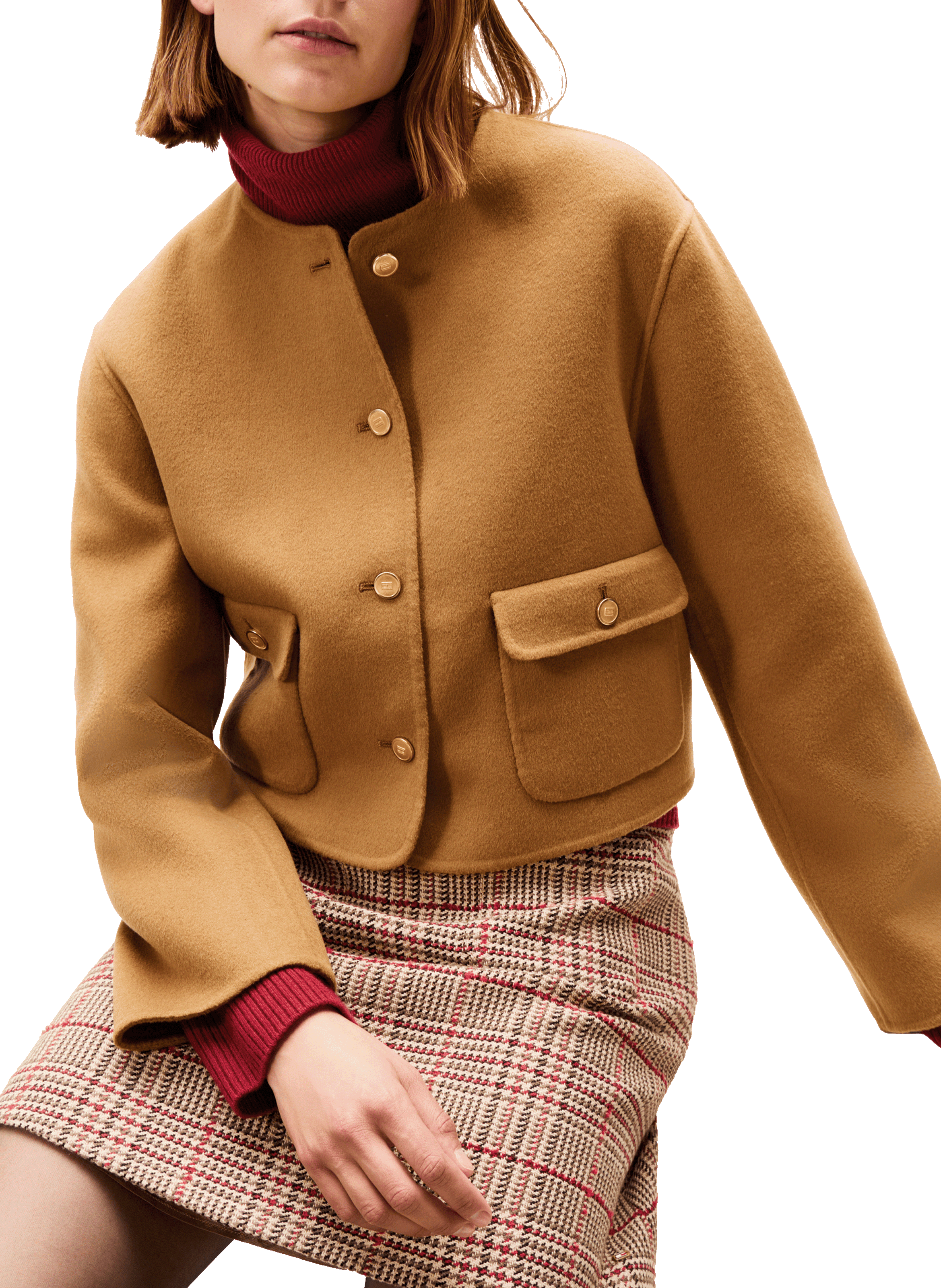 Veste unie en laine mélangée TOMMY HILFIGER Beige