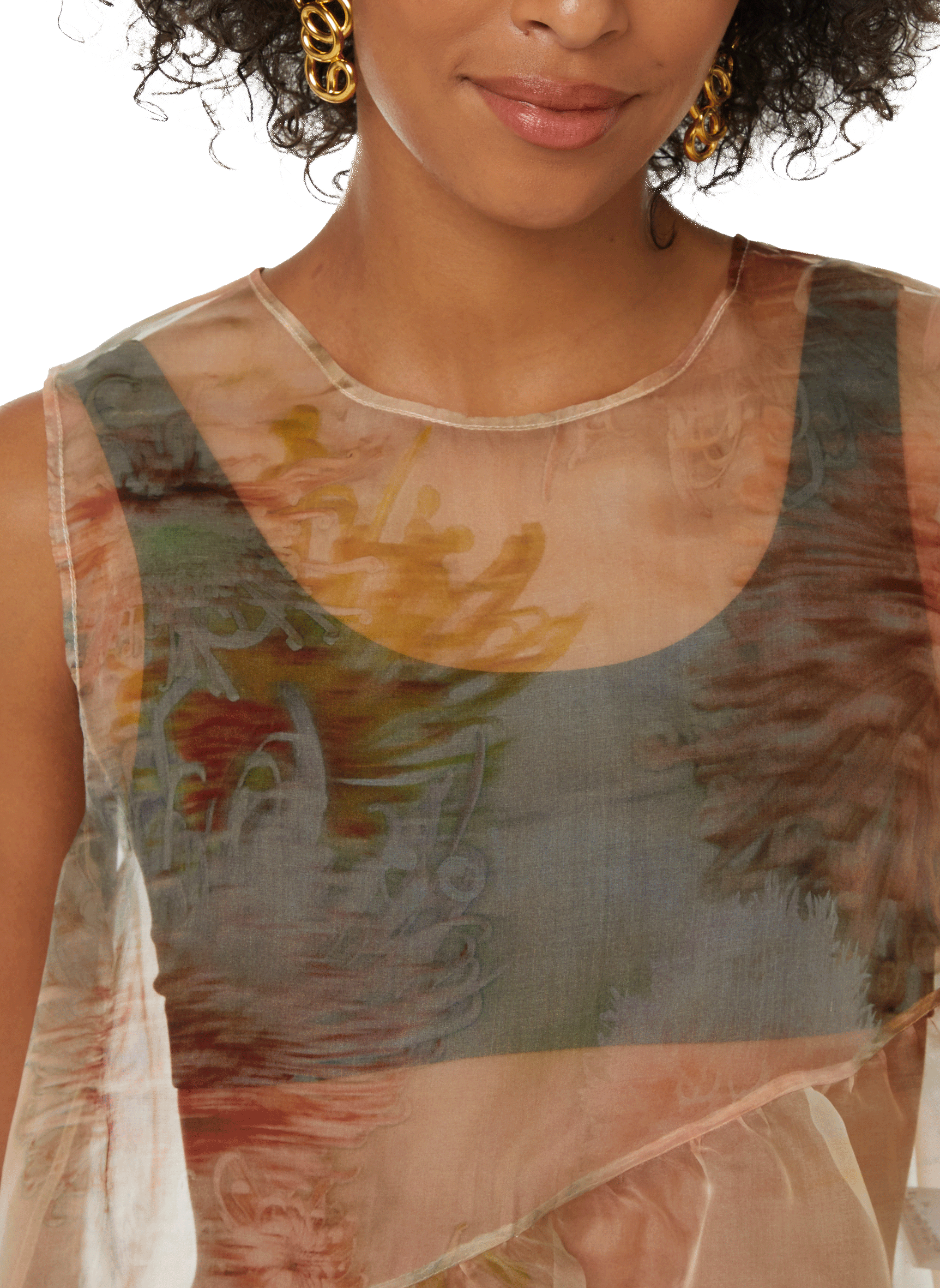 Robe courte en organza de soie COLLINA STRADA Multicolore