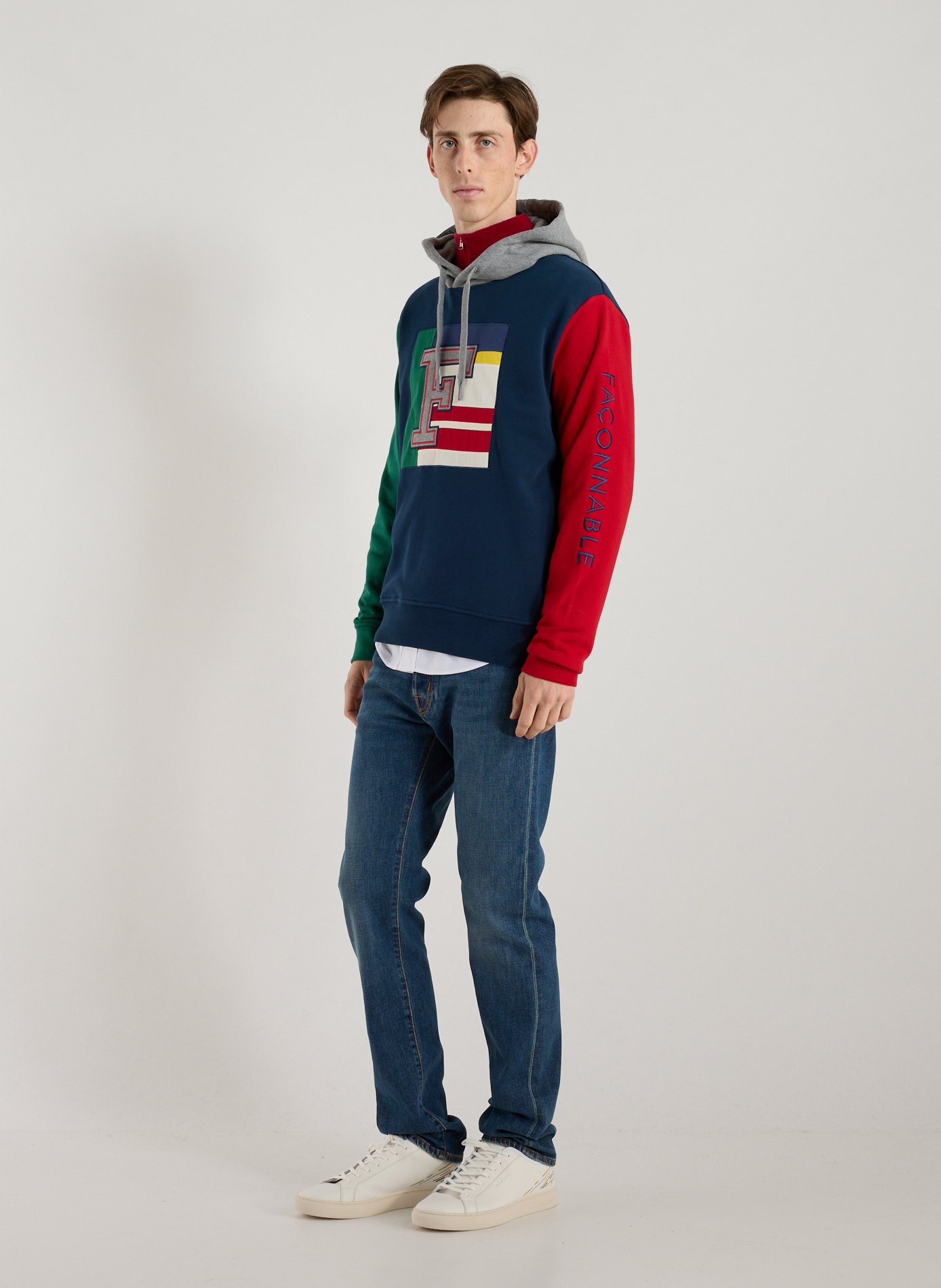 Hoodie en coton mélangé FACONNABLE Bleu