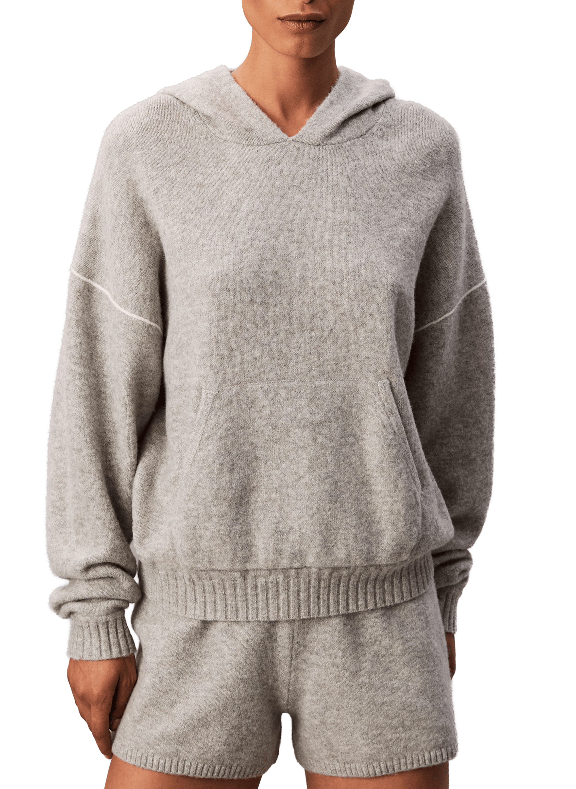 CALVIN KLEIN Pull droit à capuche  Gris
