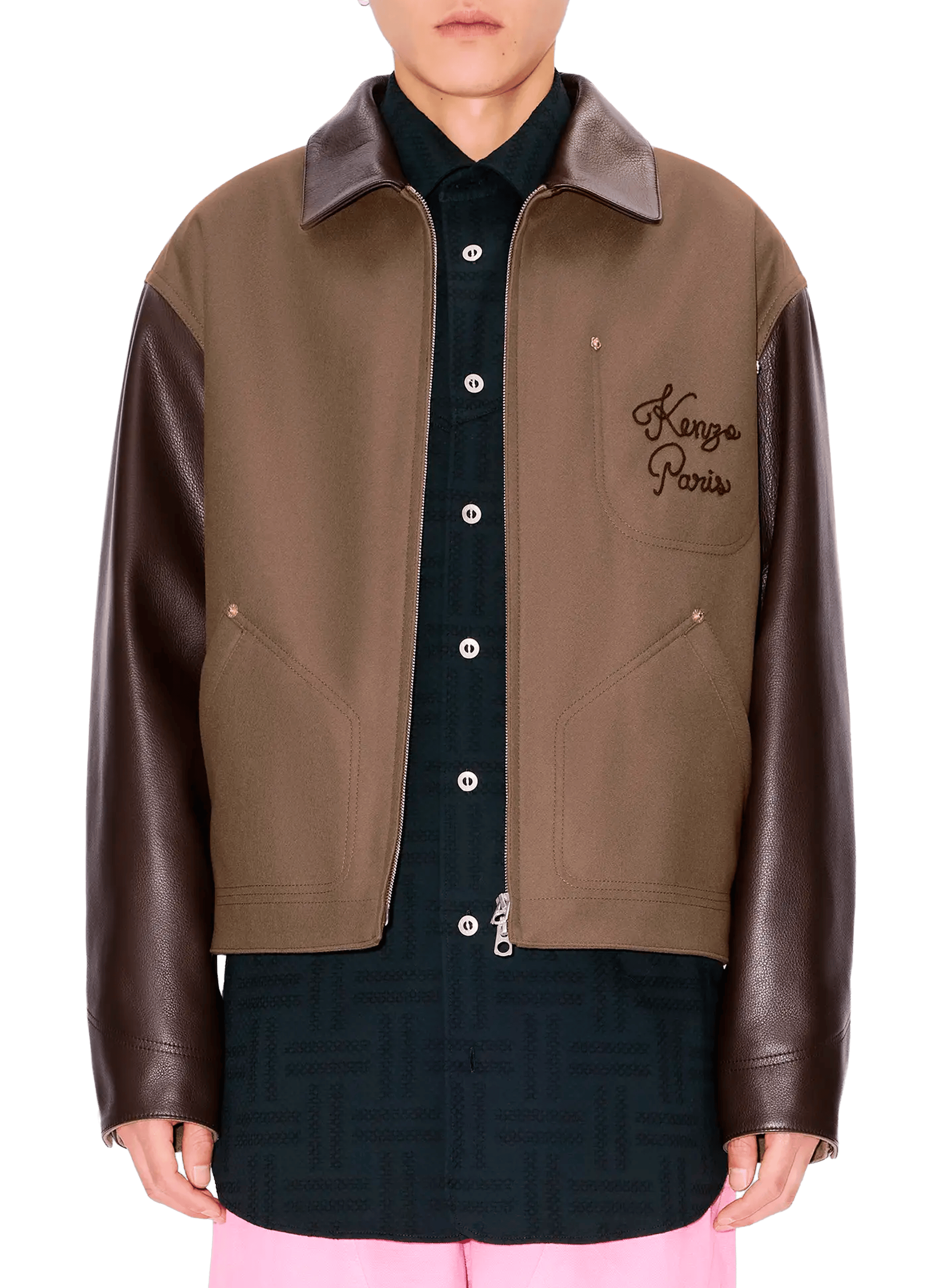 KENZO Straight jacket with logo Brown