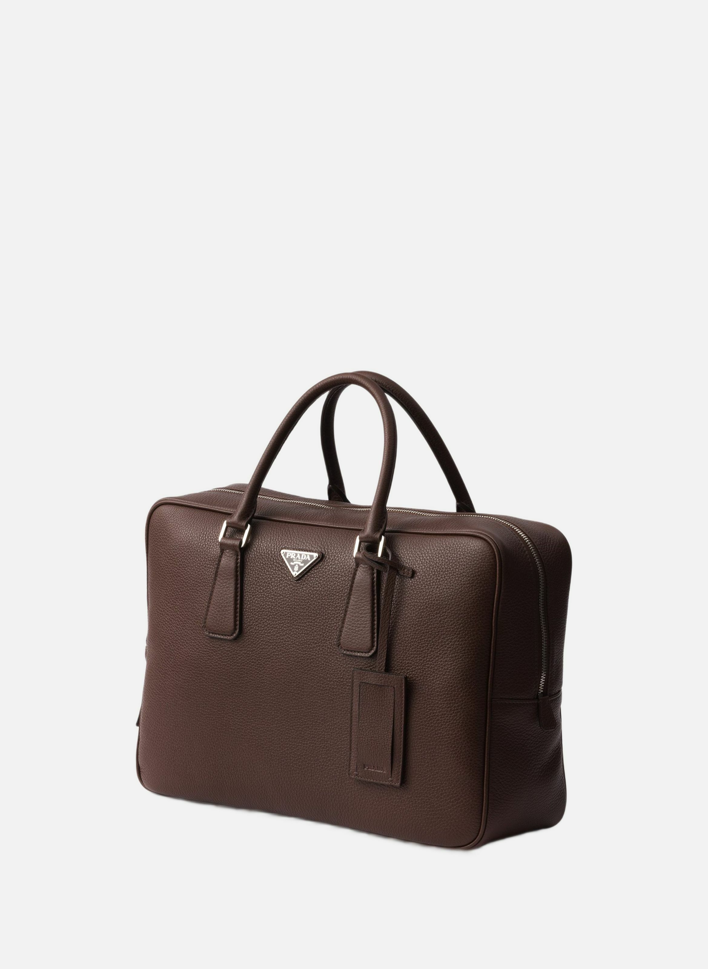 Mallette en cuir PRADA Marron