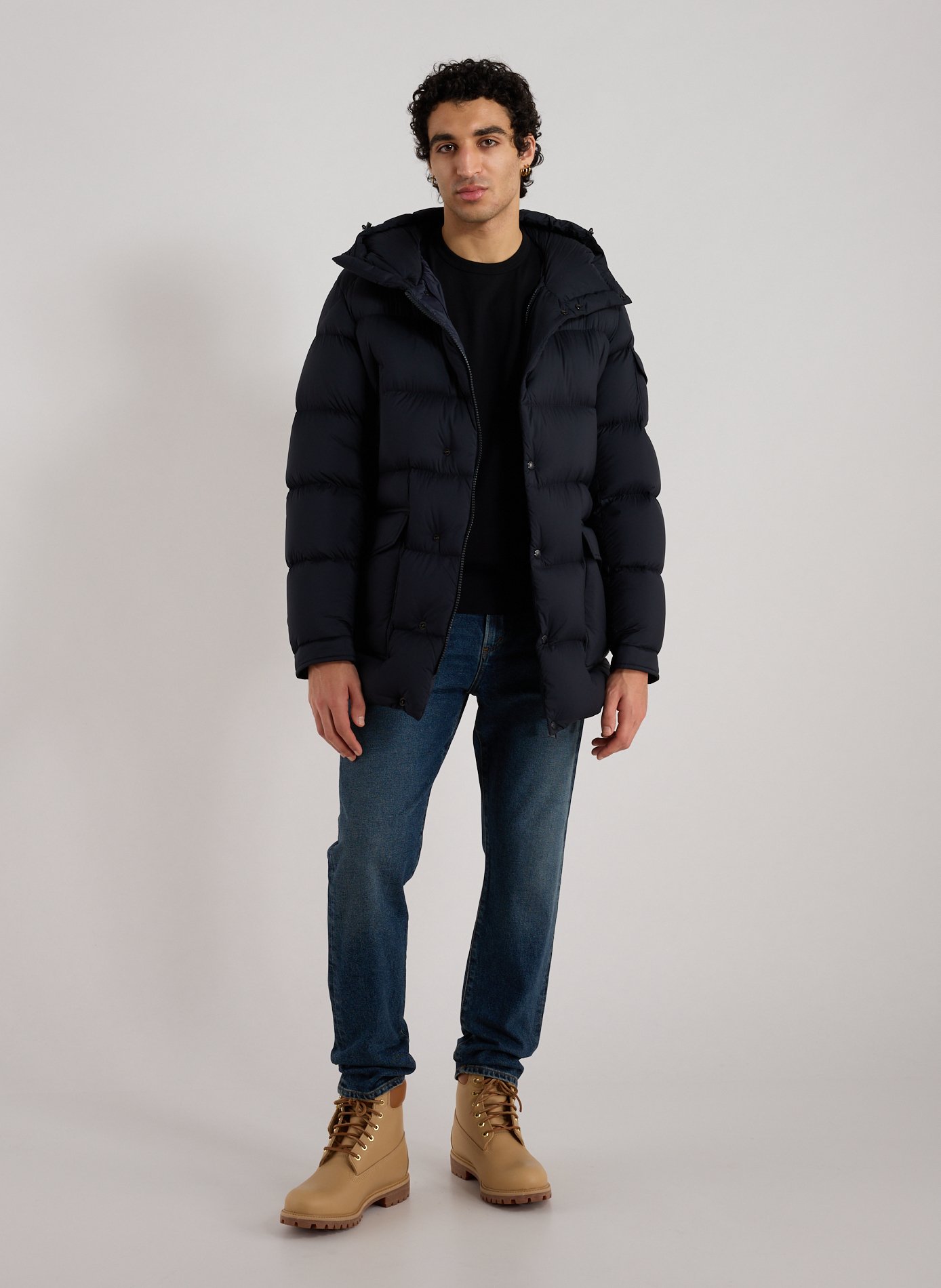 Quilted hooded parka MONCLER Blue