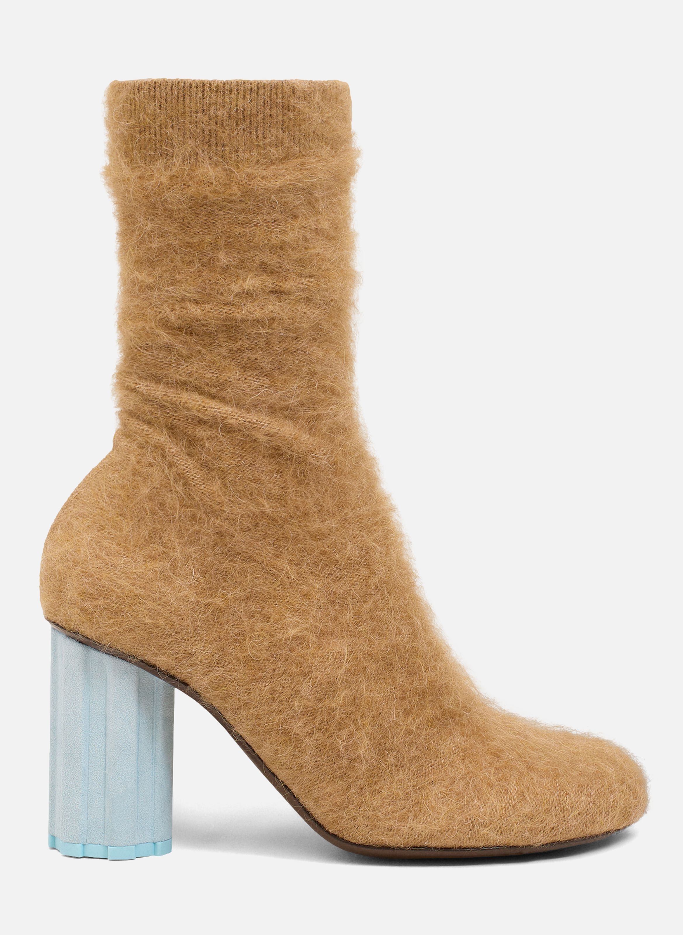 Bottines piano en maille de mohair AMI PARIS Marron