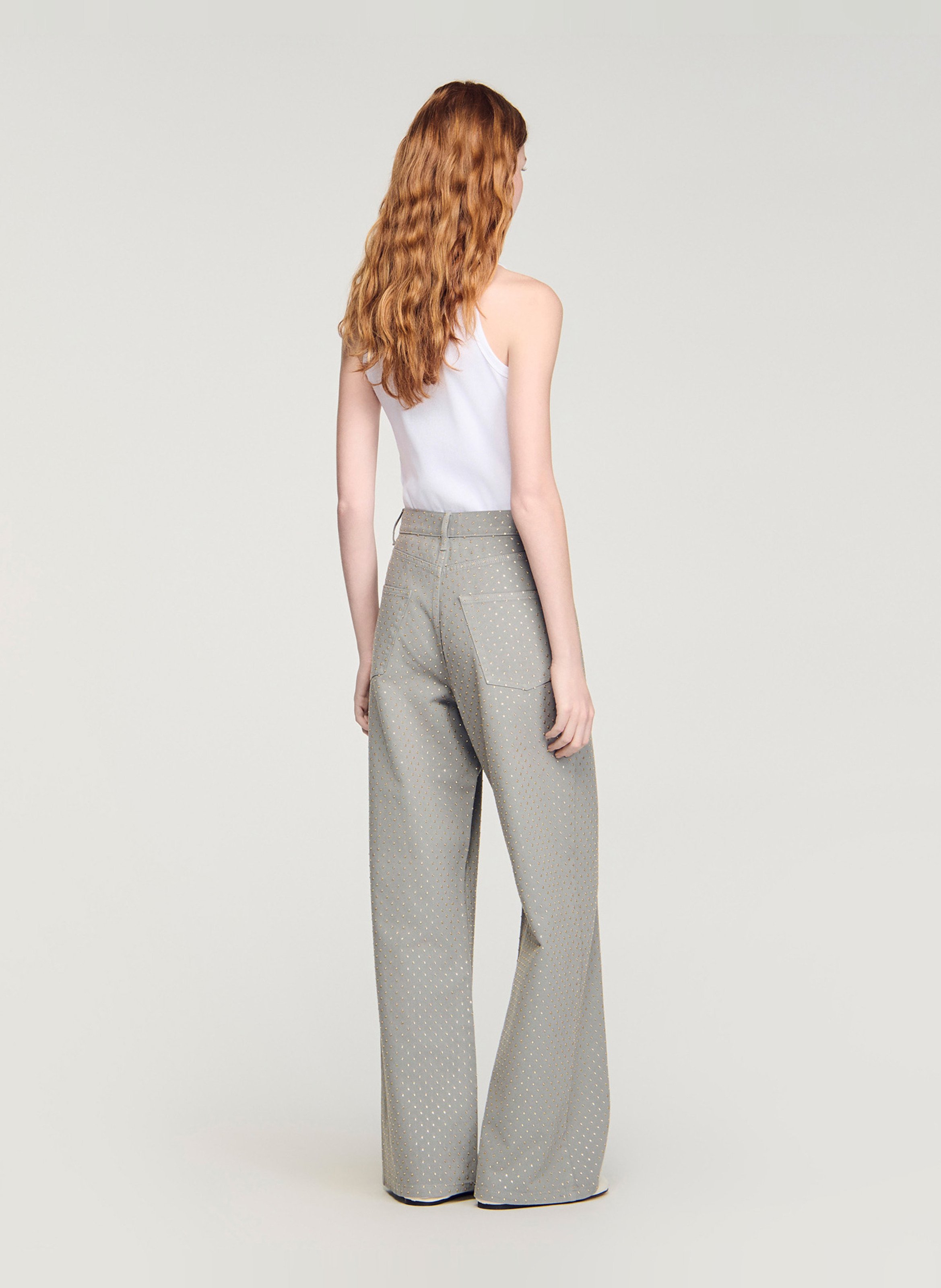 Jean large en coton SANDRO Gris