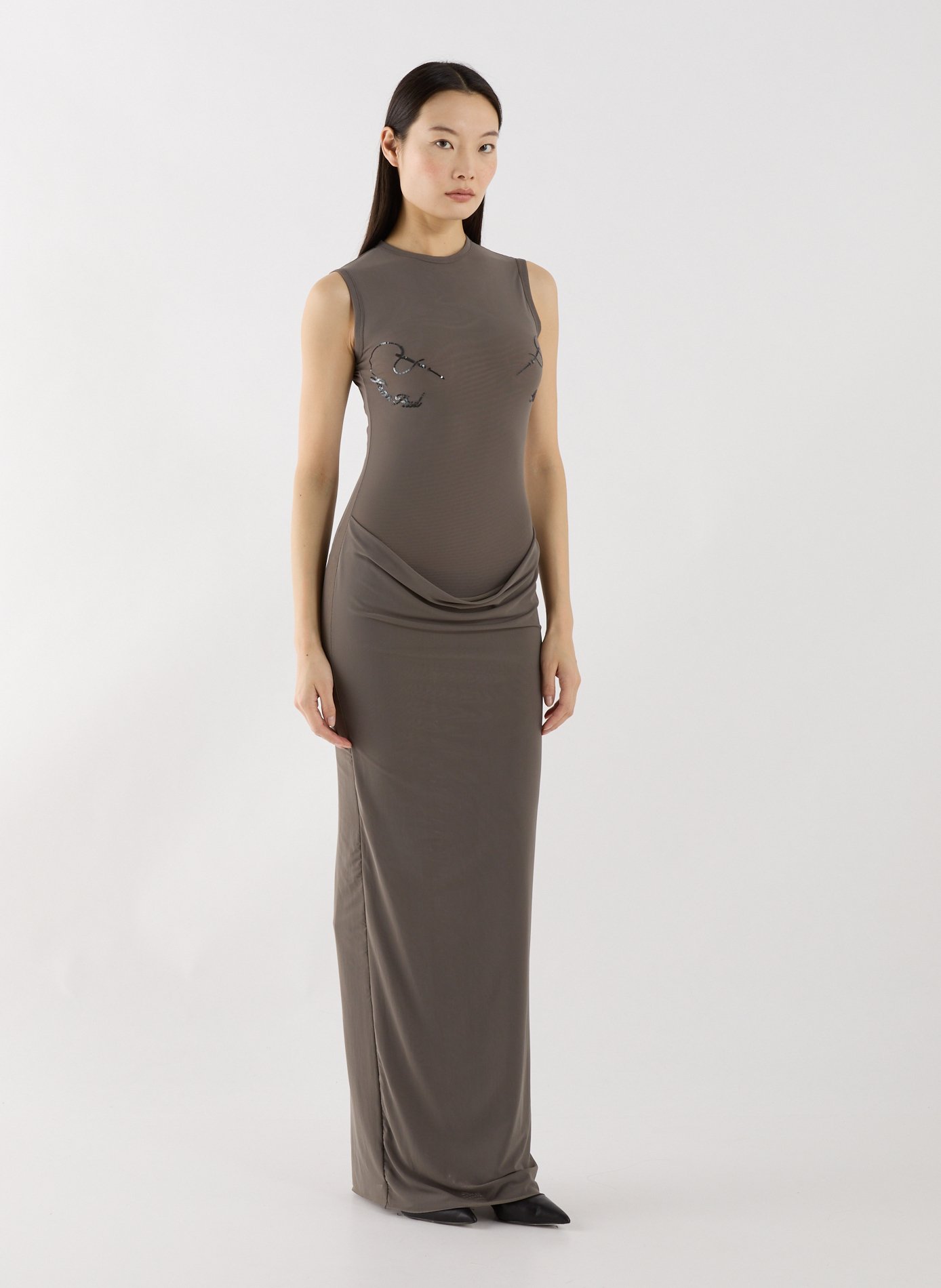 Robe droite longue à col rond JEAN PAUL GAULTIER Gris