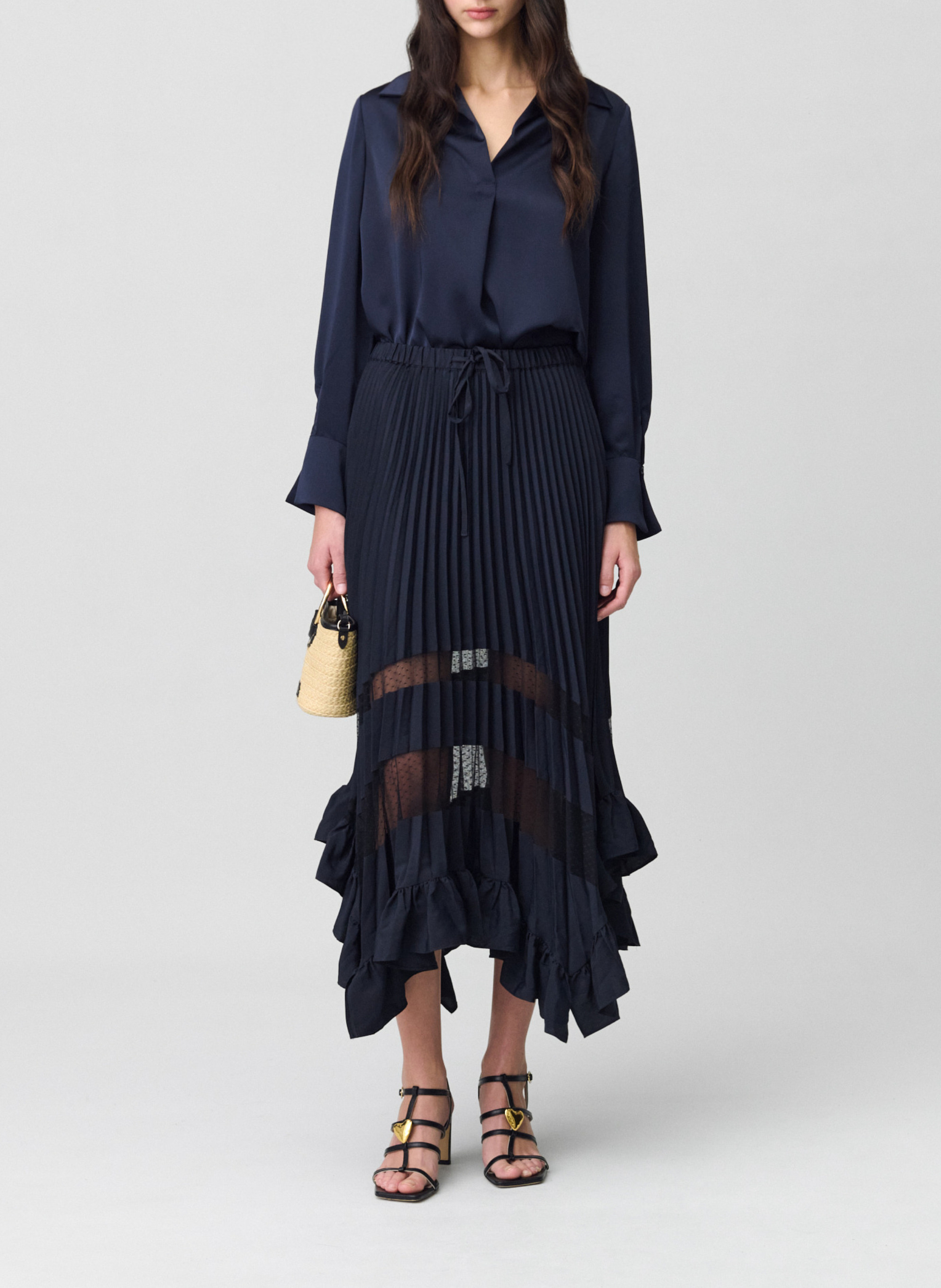 Jupe longue volantée CLAUDIE PIERLOT Bleu