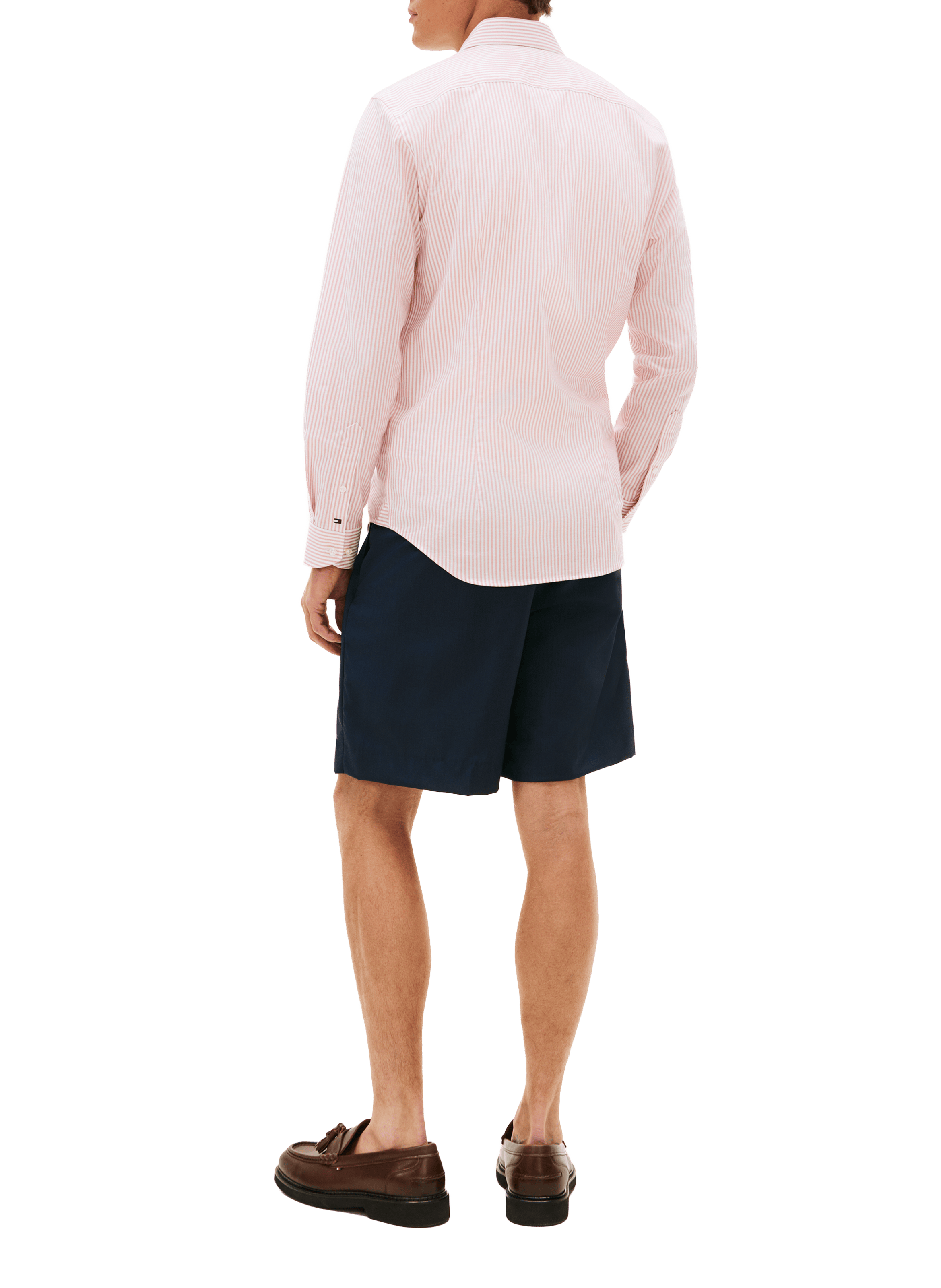 Chemise rayée en coton et lin TOMMY HILFIGER Rose