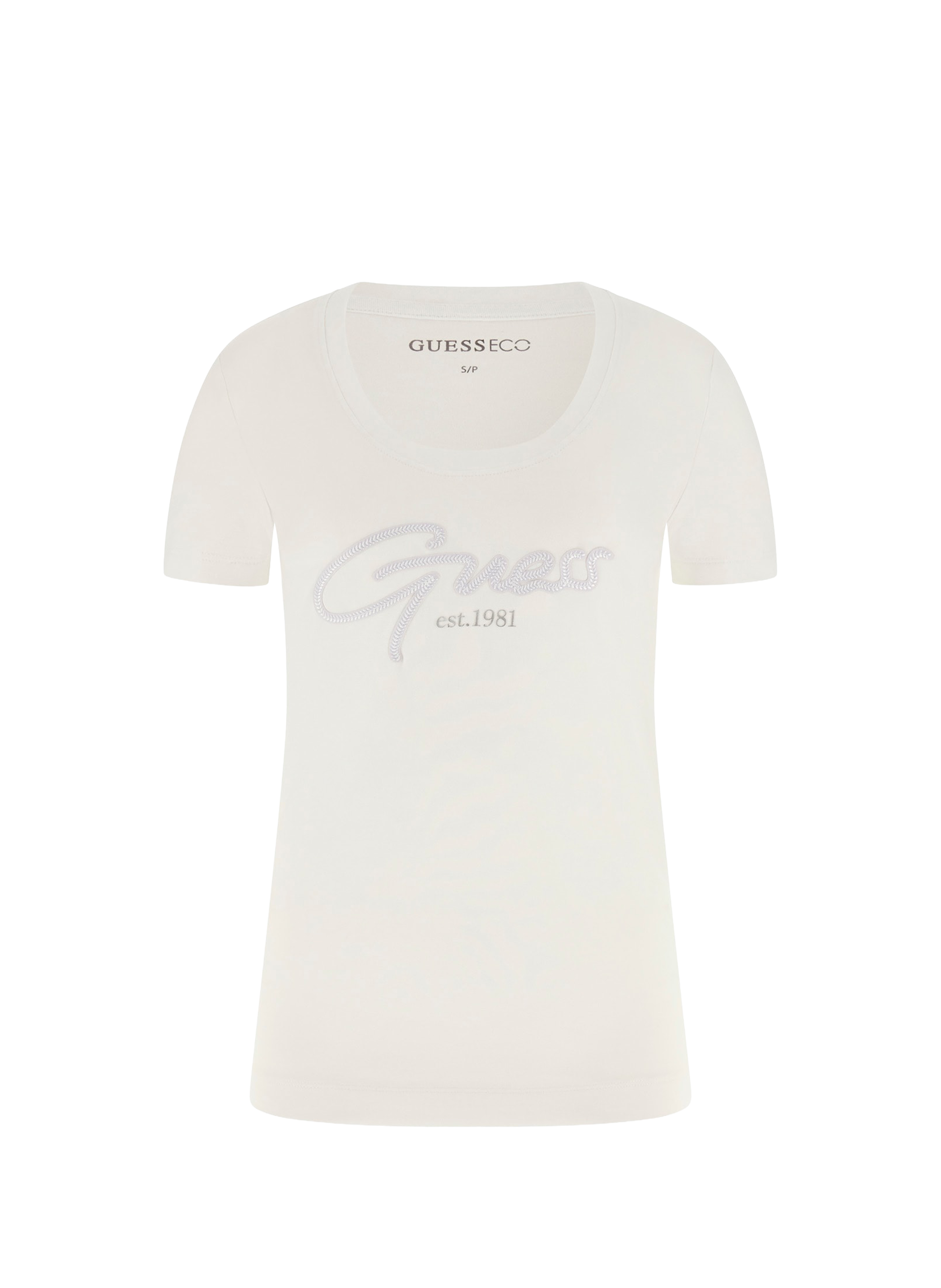 T-shirt imprimé en coton mélangé GUESS Blanc