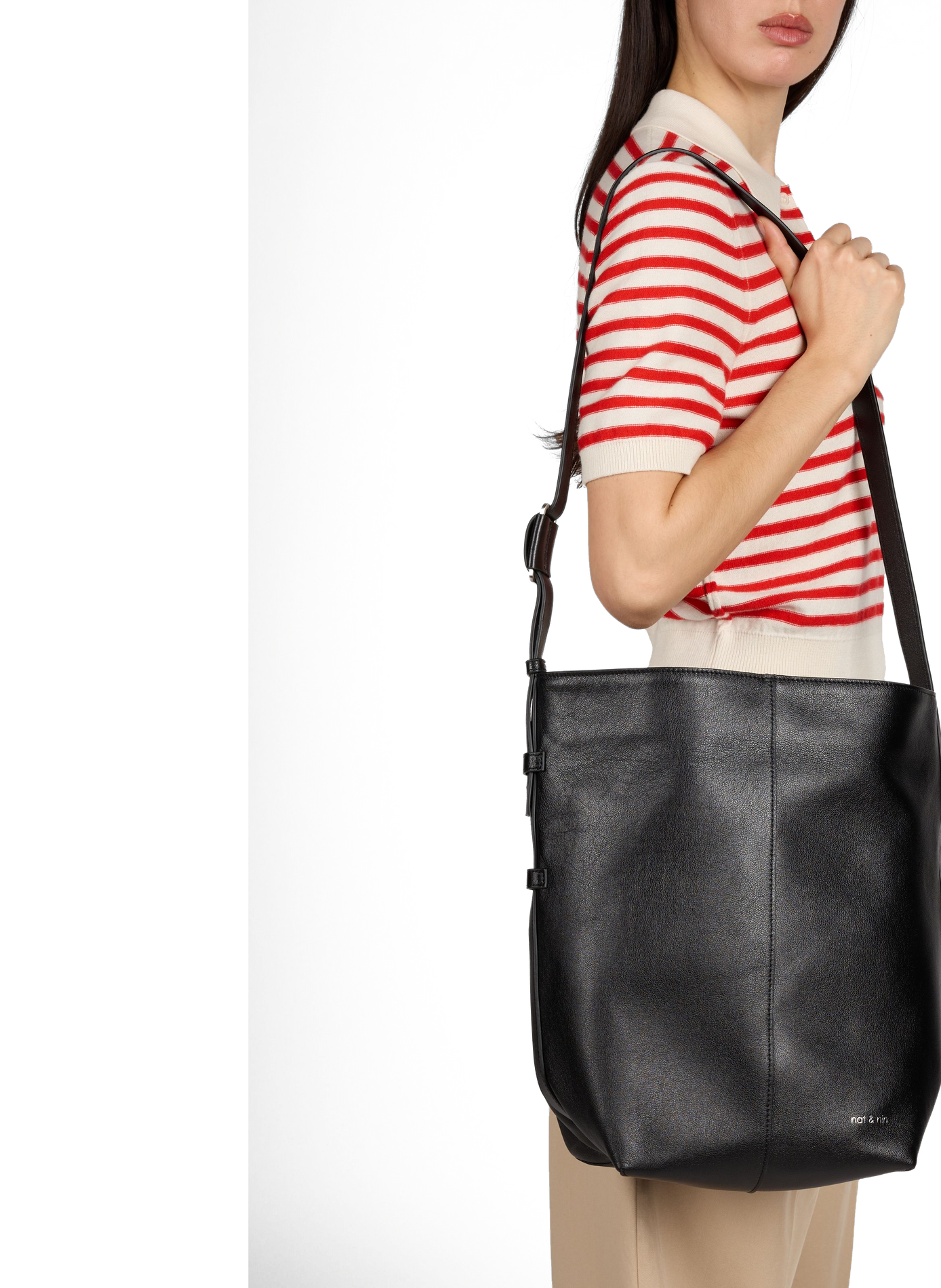 Nour leather shoulder bag NAT & NIN Black