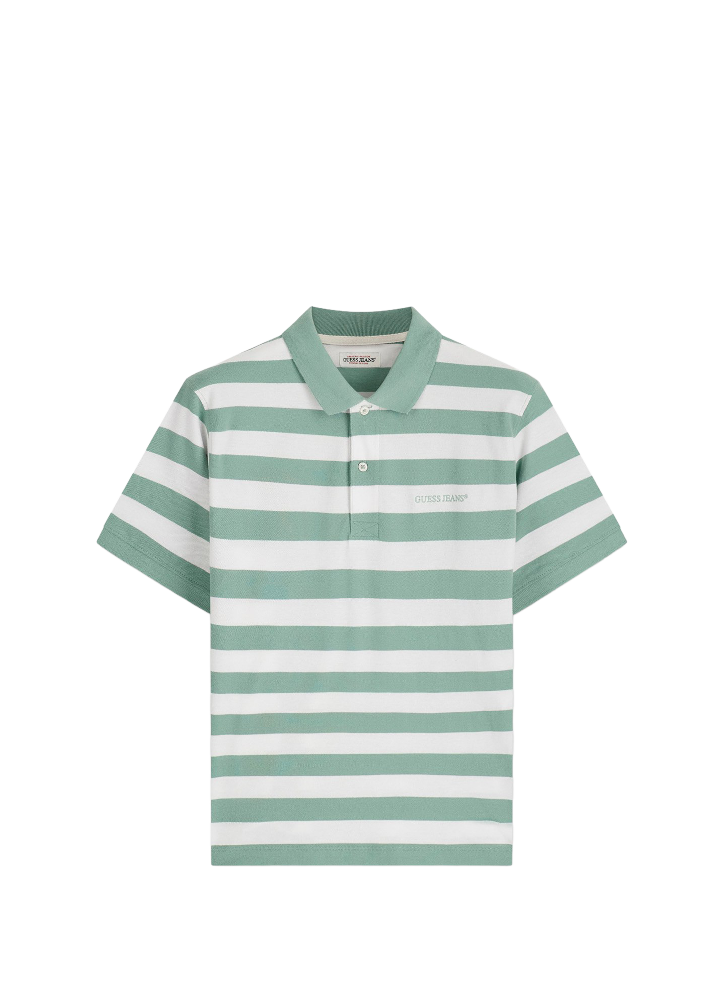 Short-sleeved striped cotton polo GUESS Green