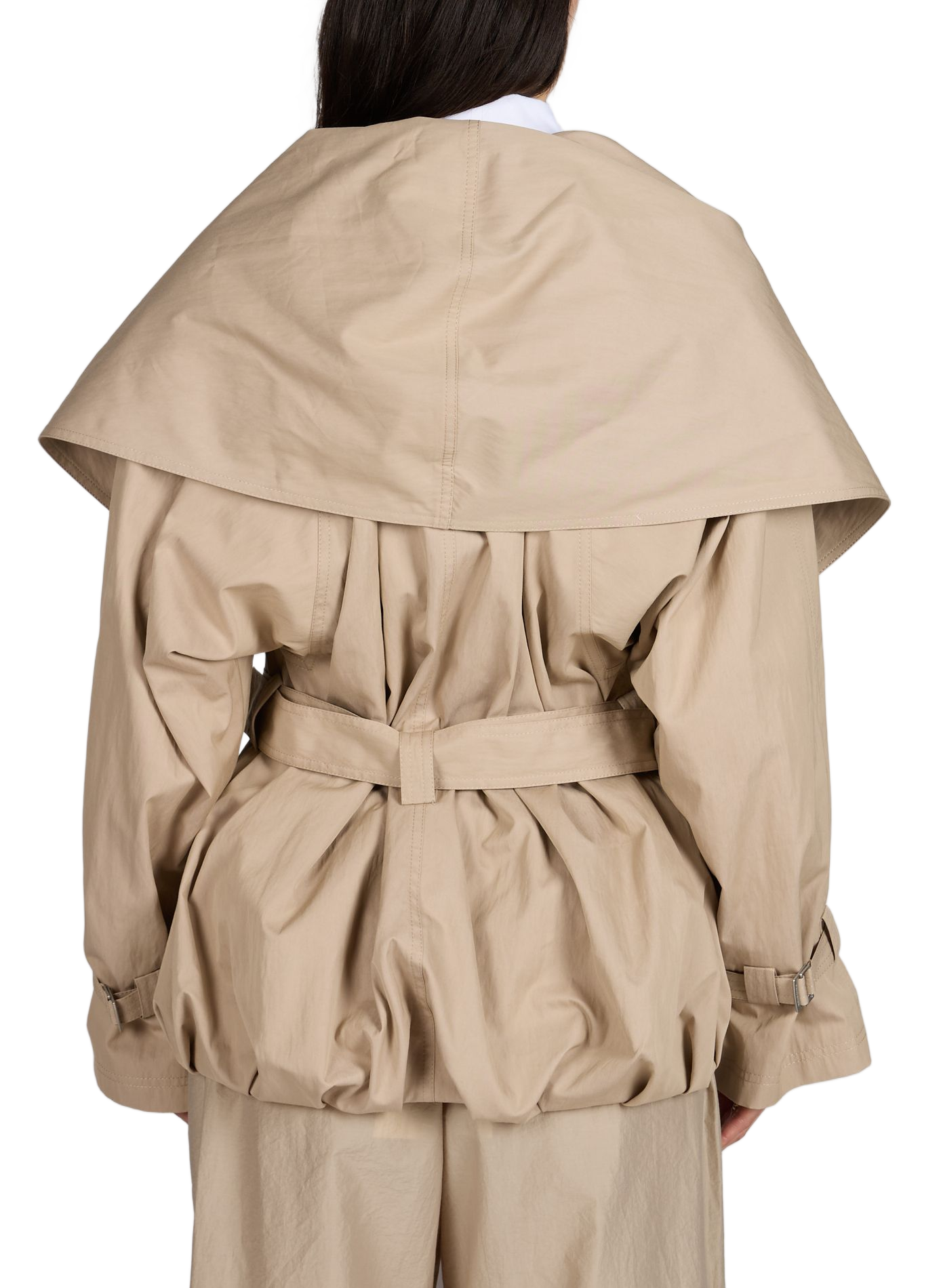 Jacket with belt in mixed cotton MAGDA BUTRYM Beige