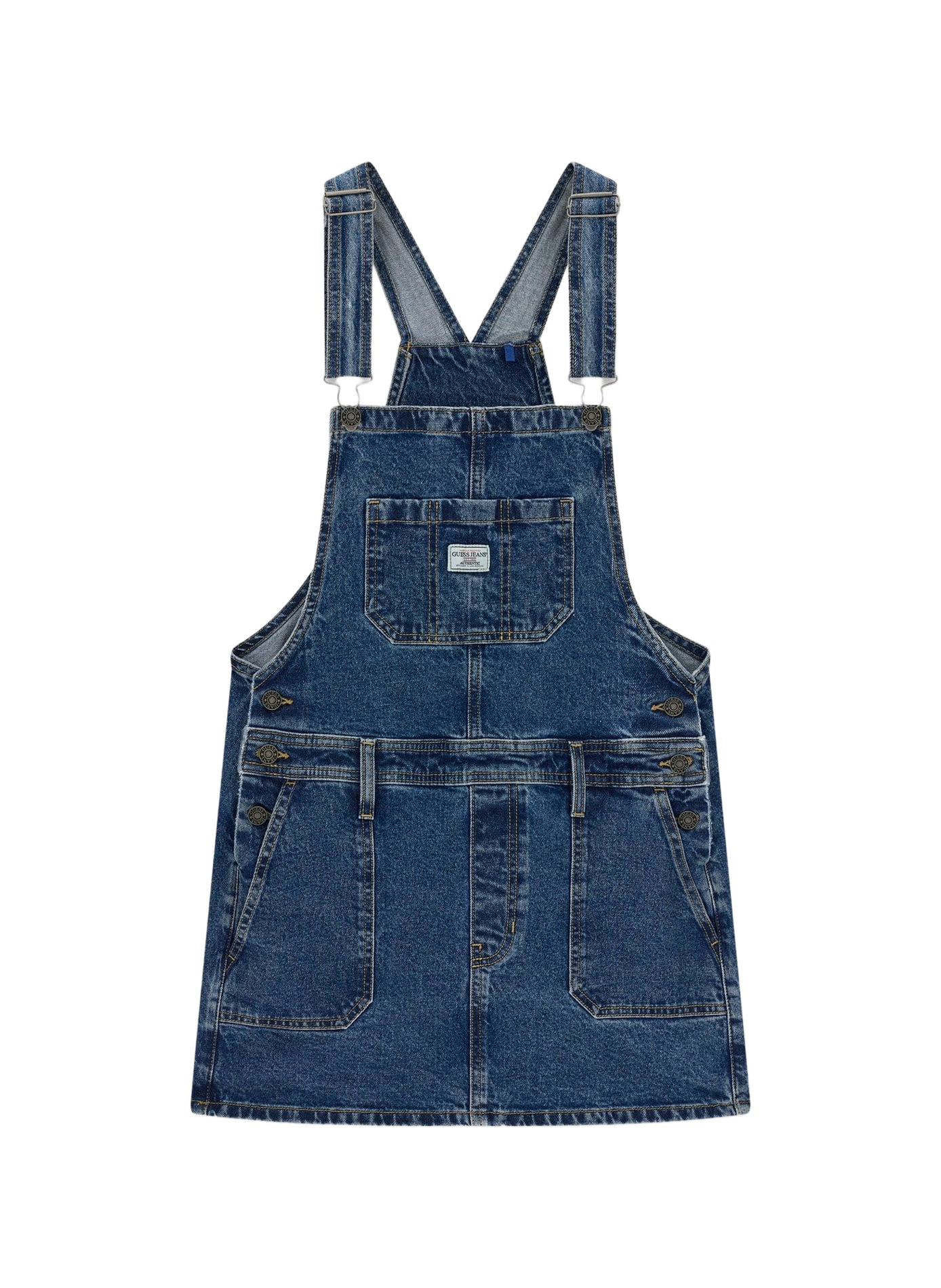 Short cotton blend overall dress GUESS Blue