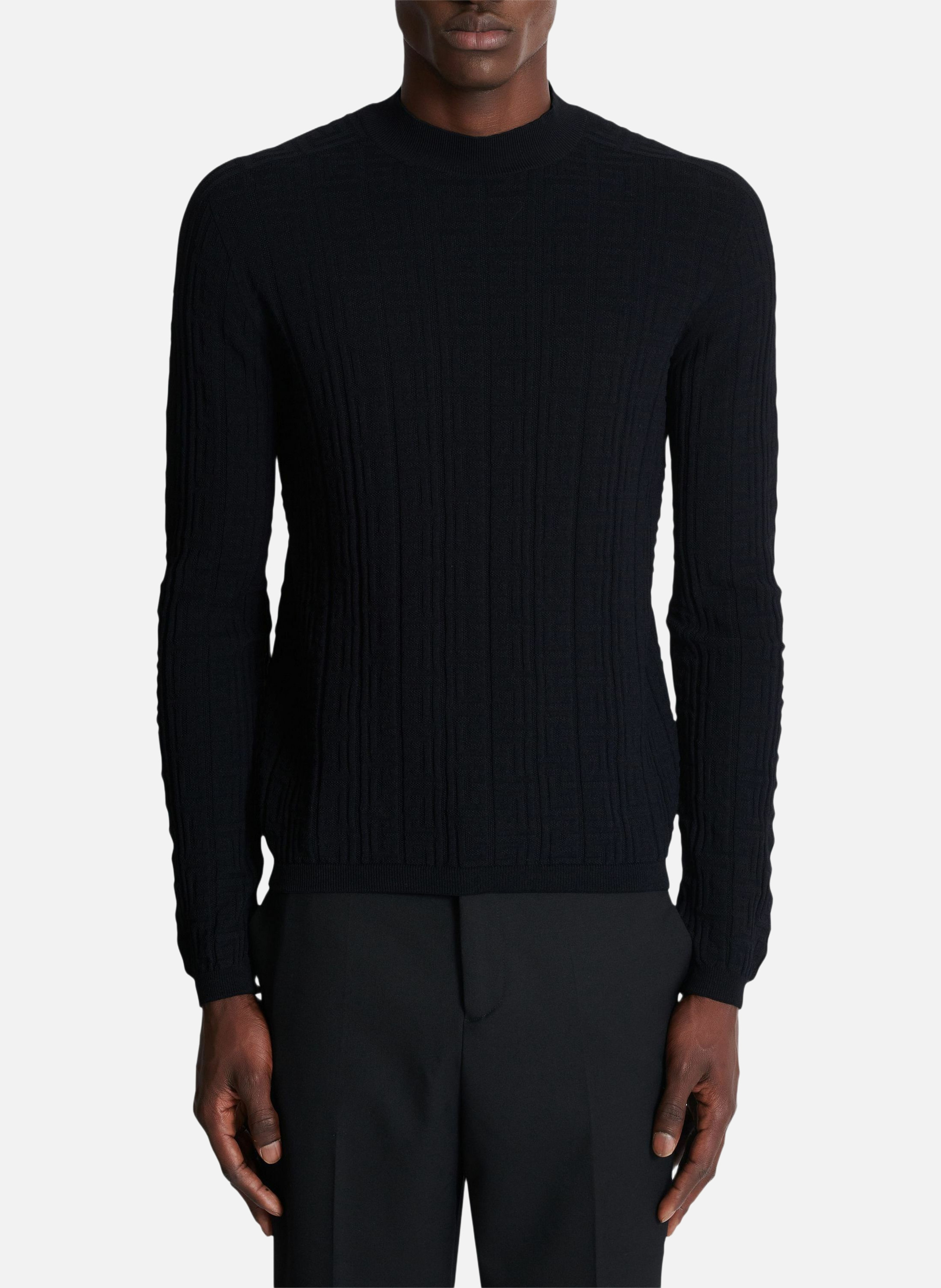 Pull pb en maille de coton et soie BALMAIN Noir