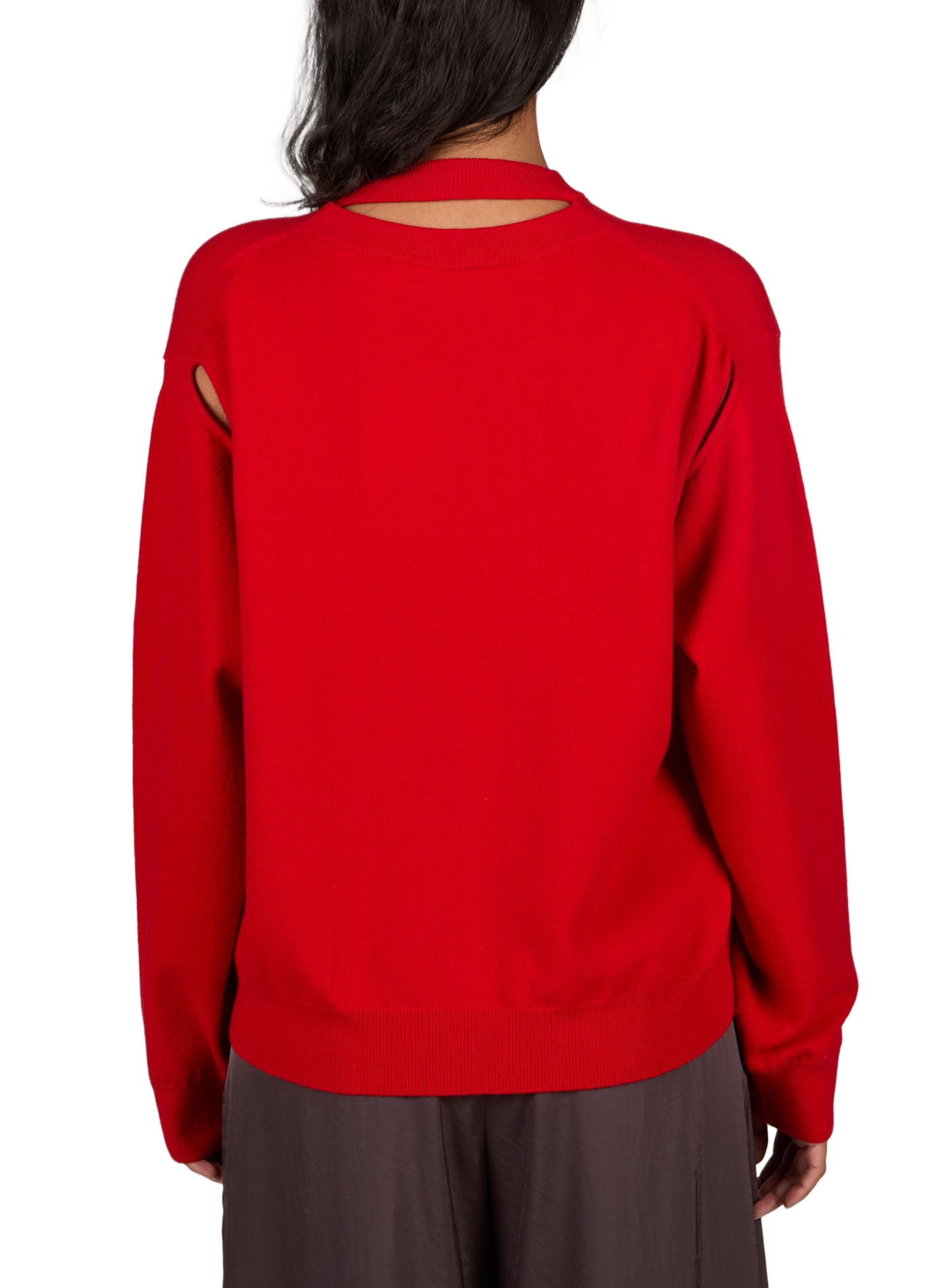 Pull à découpes dos en laine mélangée ROHE FRAMES Rouge