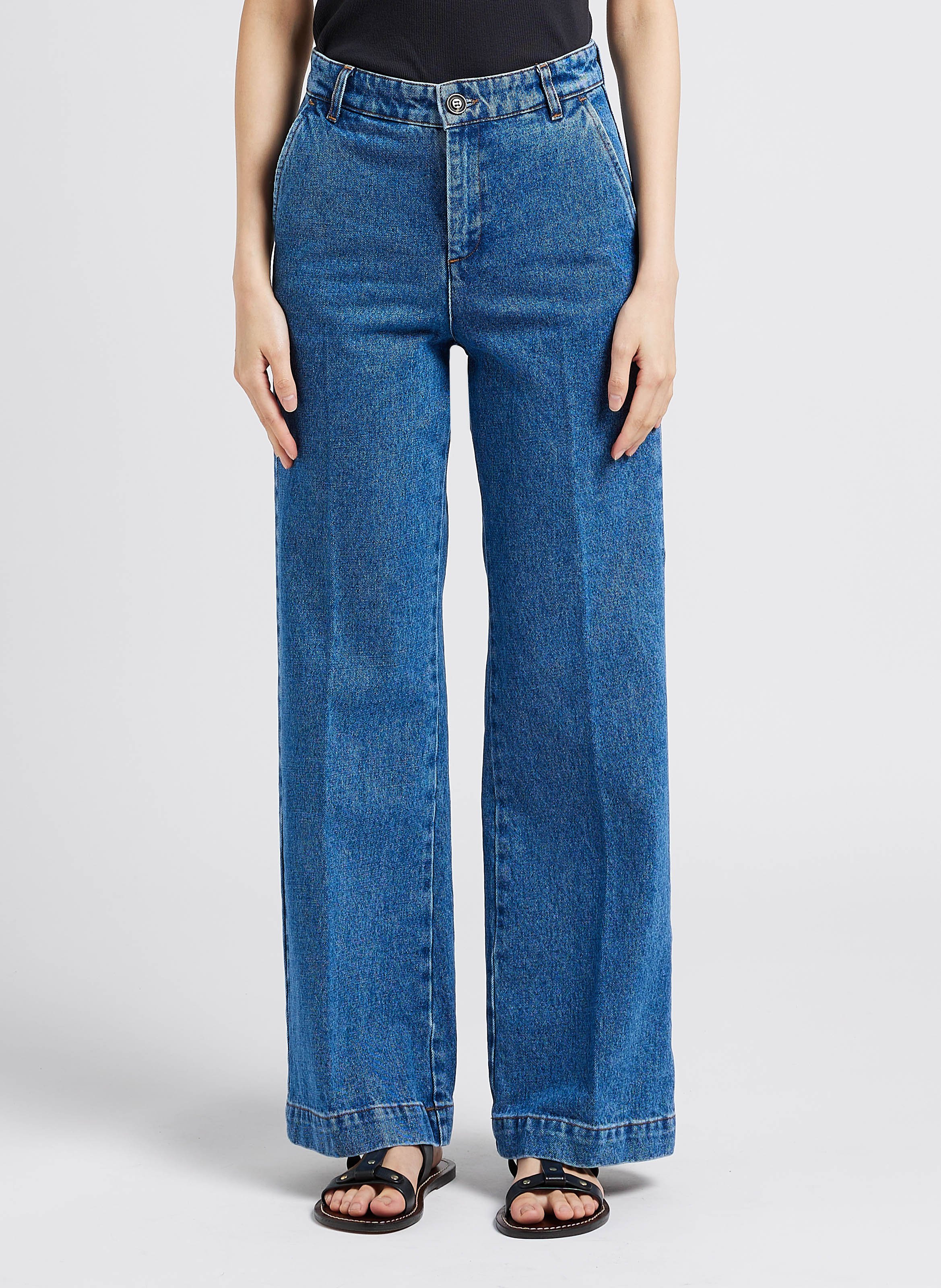 Jean boot-cut en coton california SOEUR Bleu