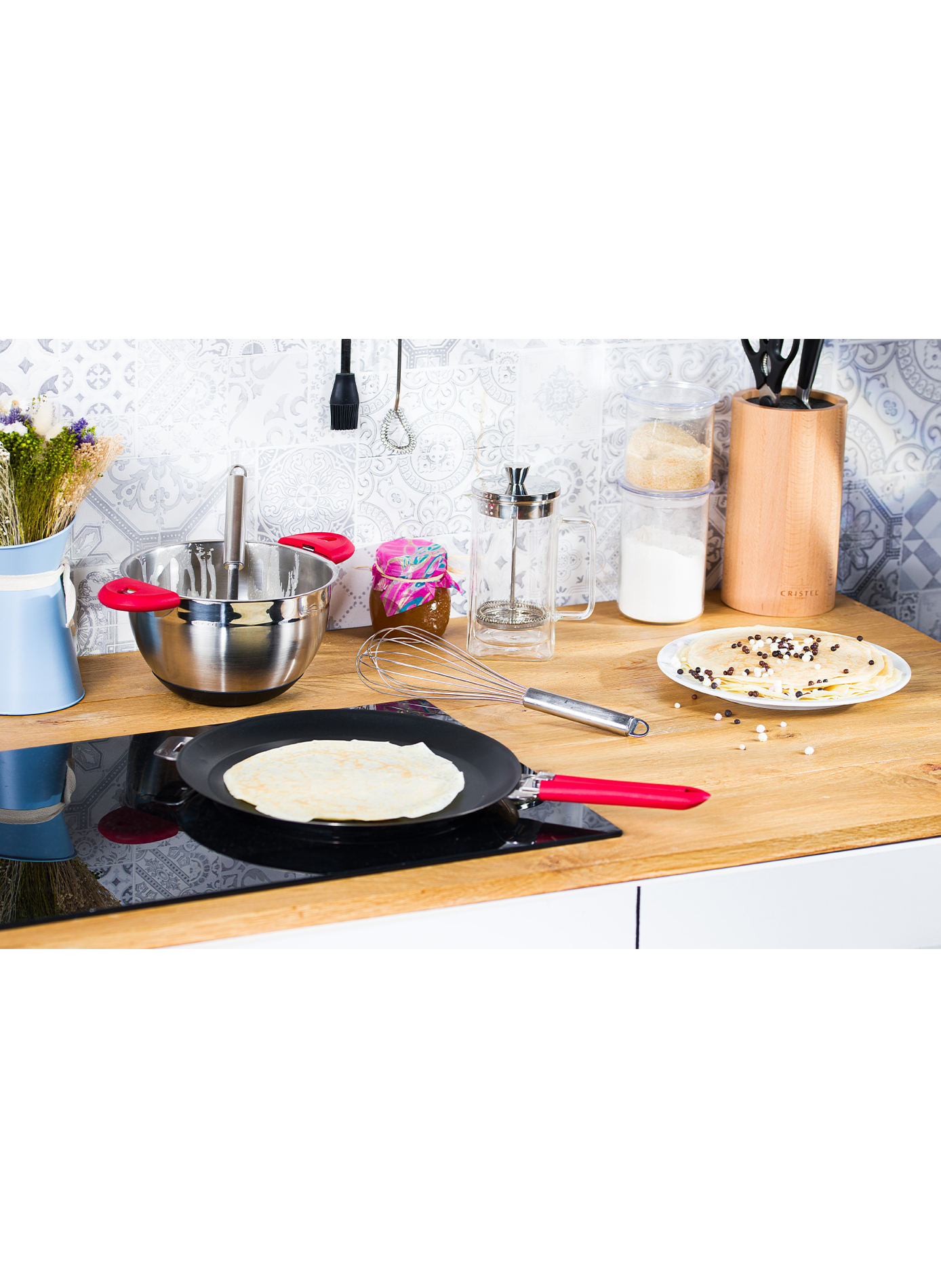 Poêle à crêpes anti-adhésive Mutine en inox CRISTEL Gris