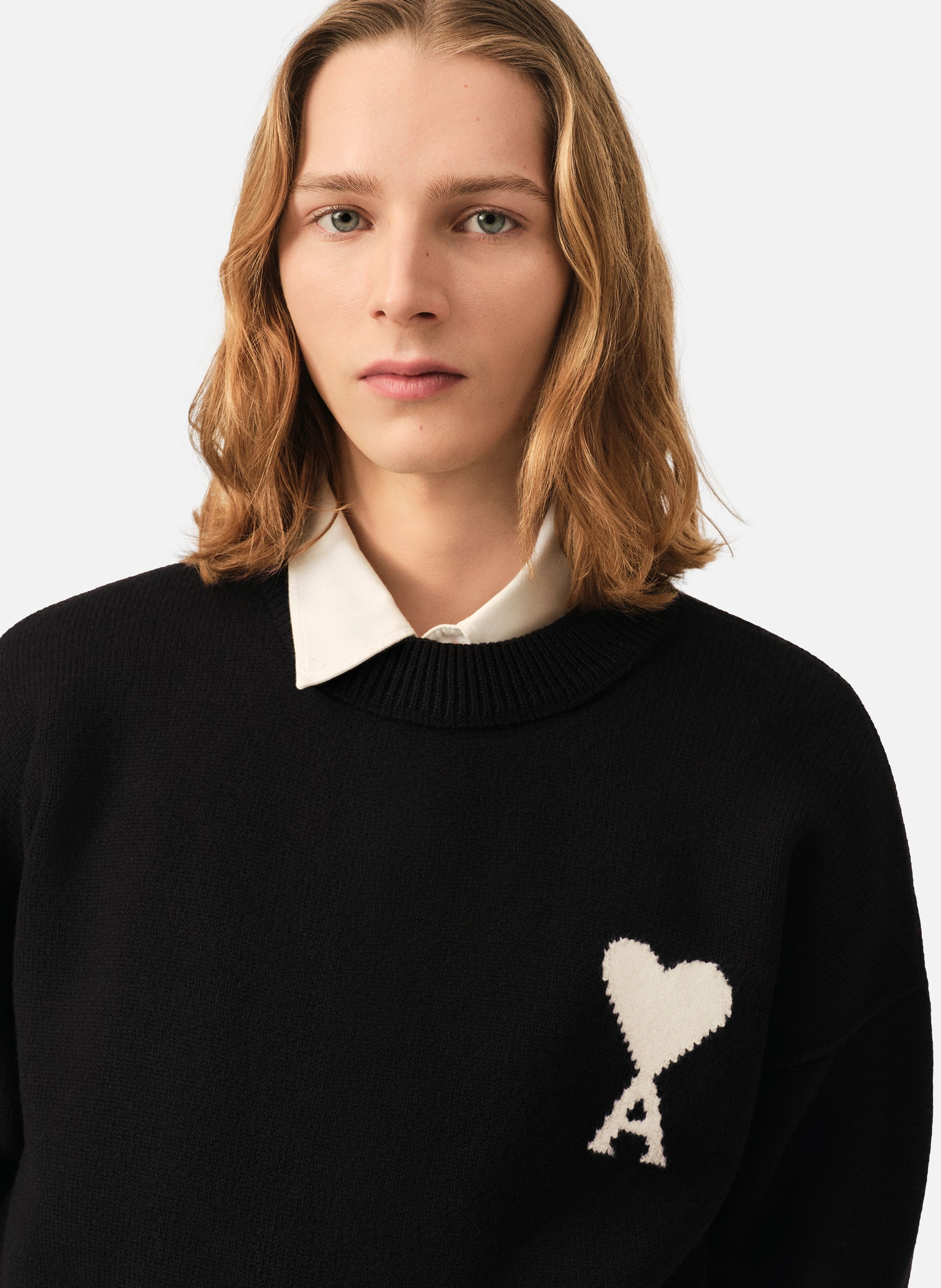 Pull unisexe en laine ami de coeur AMI PARIS Noir