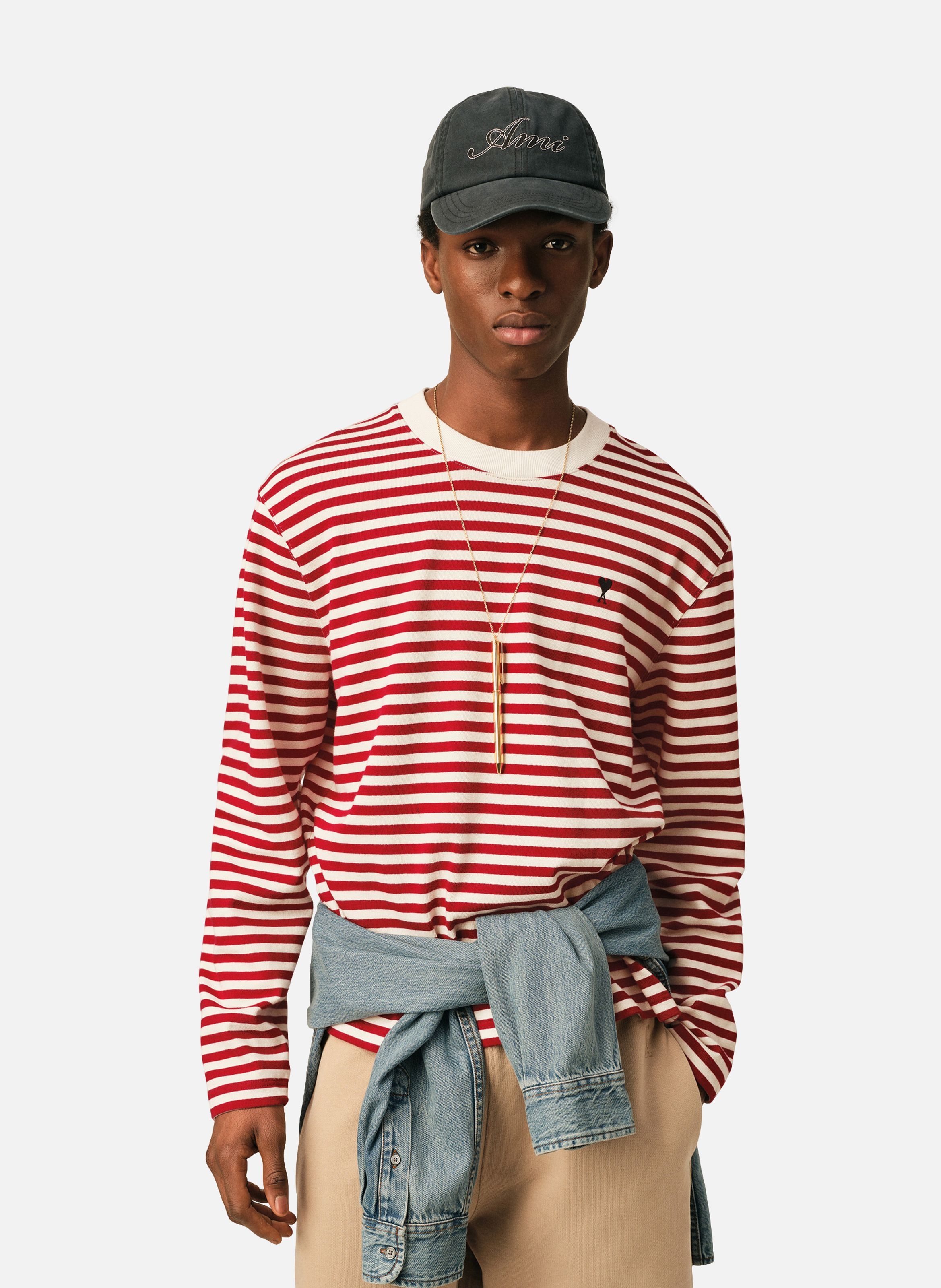 T-shirt marinière unisexe en coton ami de coeur AMI PARIS Rouge