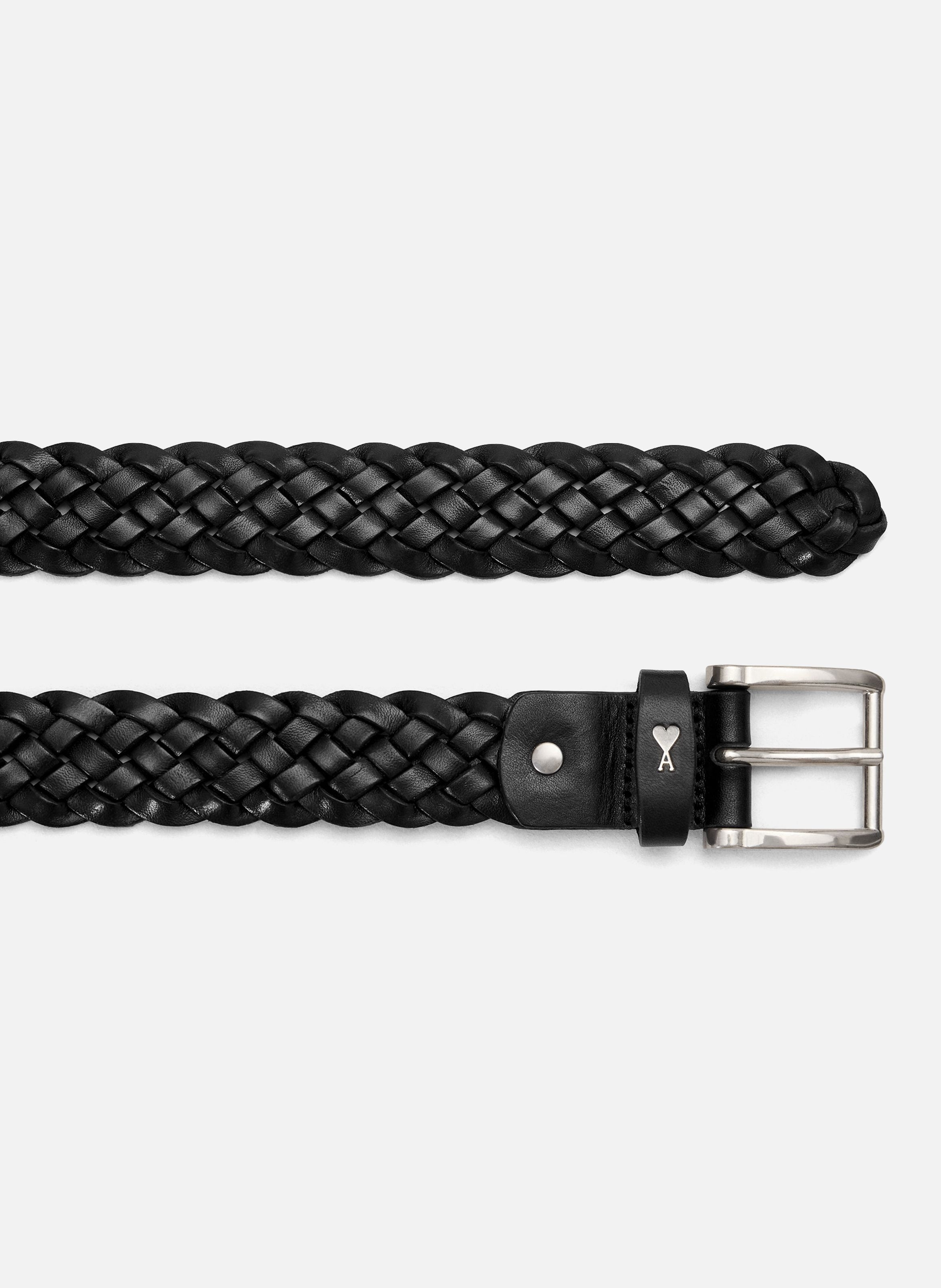 Ceinture paris paris tressée 30mm unisexe en cuir de veau | Noir AMI PARIS Homme