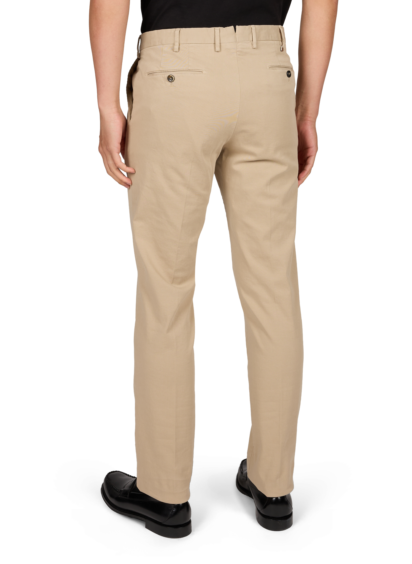 Schmale Hose mit Falten aus Baumwolle PT01 Beige