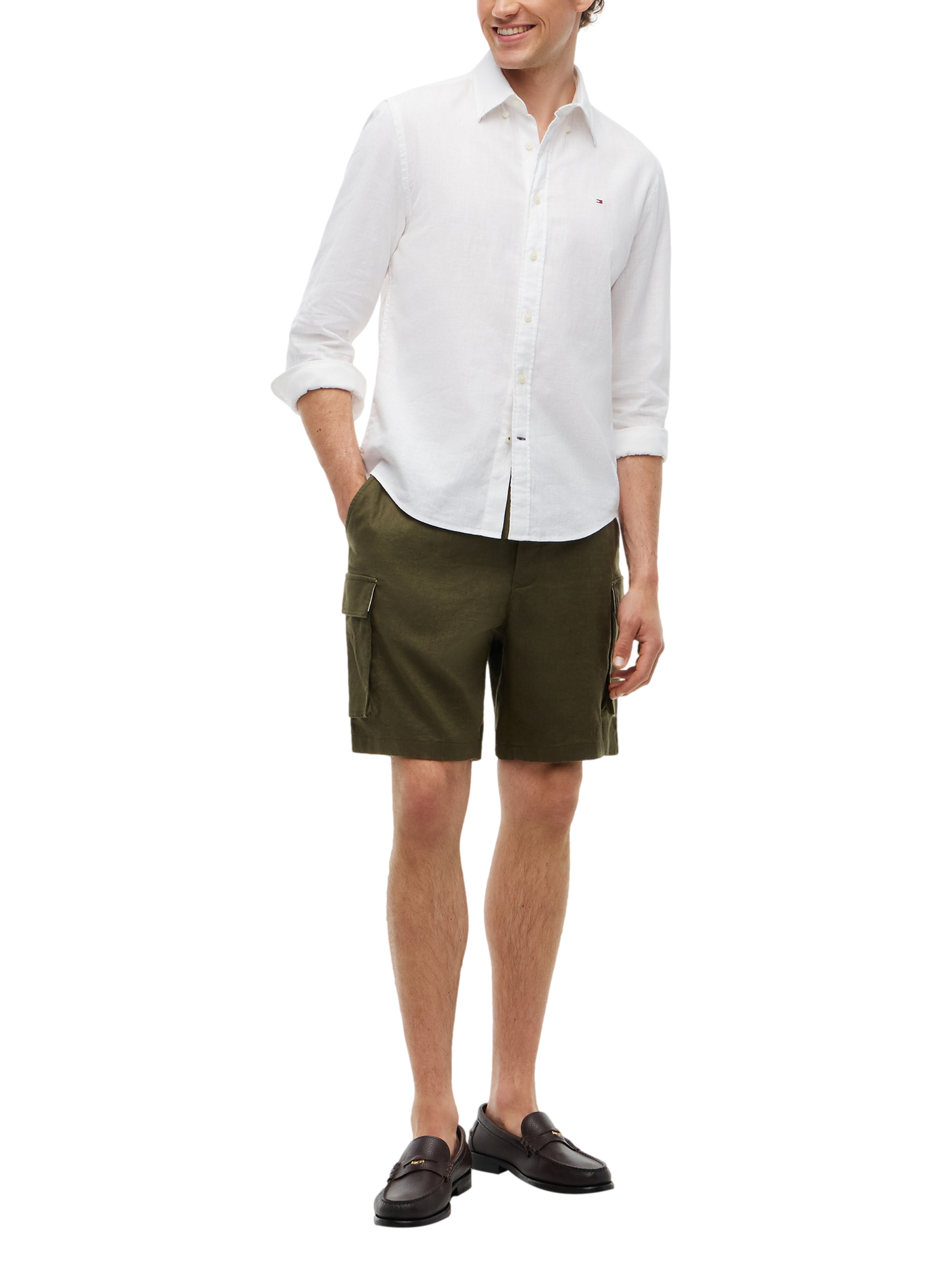 Short in blended linen TOMMY HILFIGER Khaki