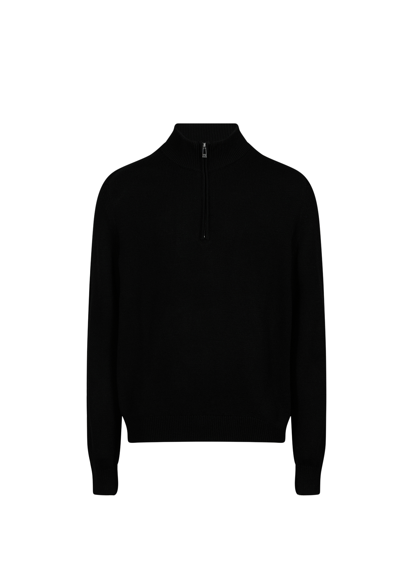 Pull droit à col zippé en coton et laine mélangé ARMANI EXCHANGE Noir