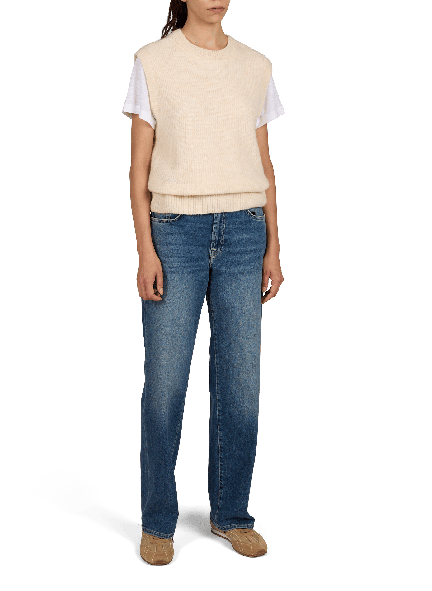 Gerader ärmelloser Pullover VILA Beige