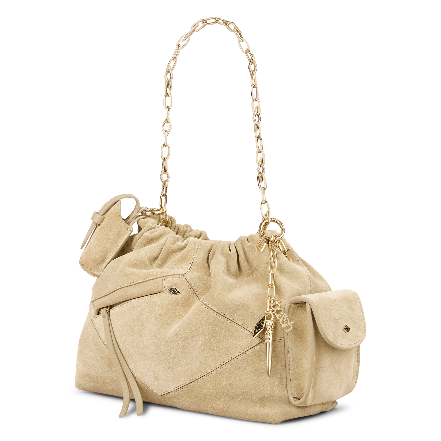 Schoudertas met ketting van mini suède lederen june tote BA&SH Bruin