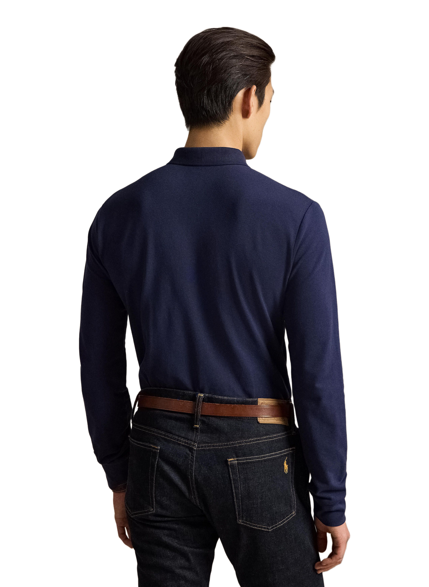 Lange mouw poloshirt met geborduurd logo in gemengd katoen. POLO RALPH LAUREN Blauw
