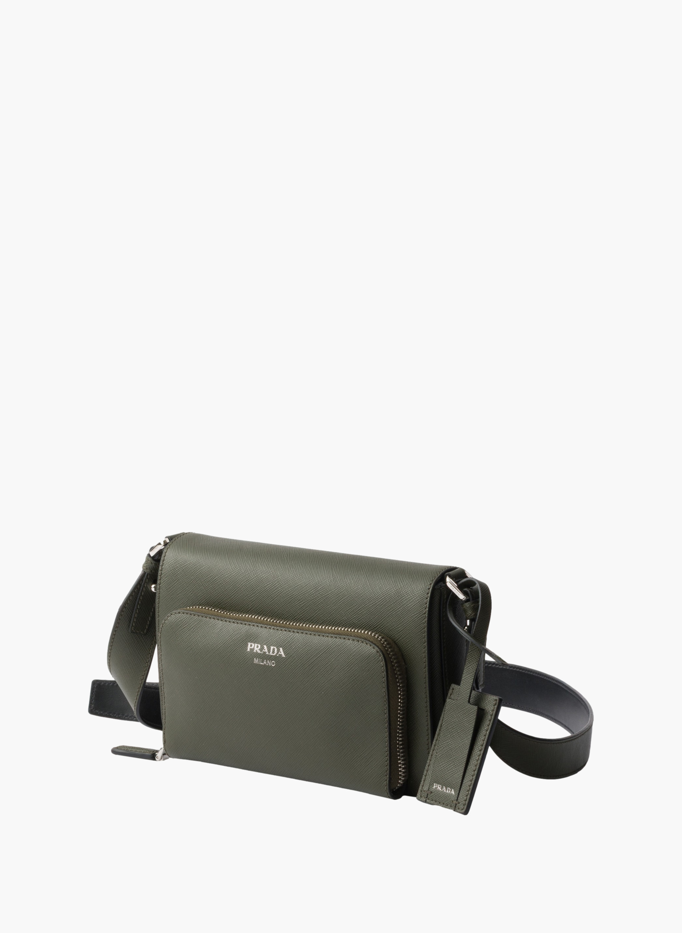Sac porté épaule en cuir saffiano PRADA Vert