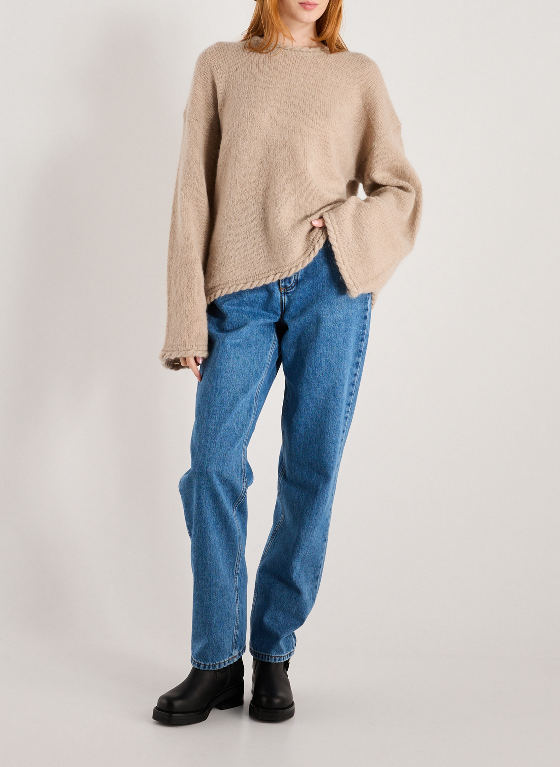 Pull col rond en laine mélangée BY MALENE BIRGER Beige