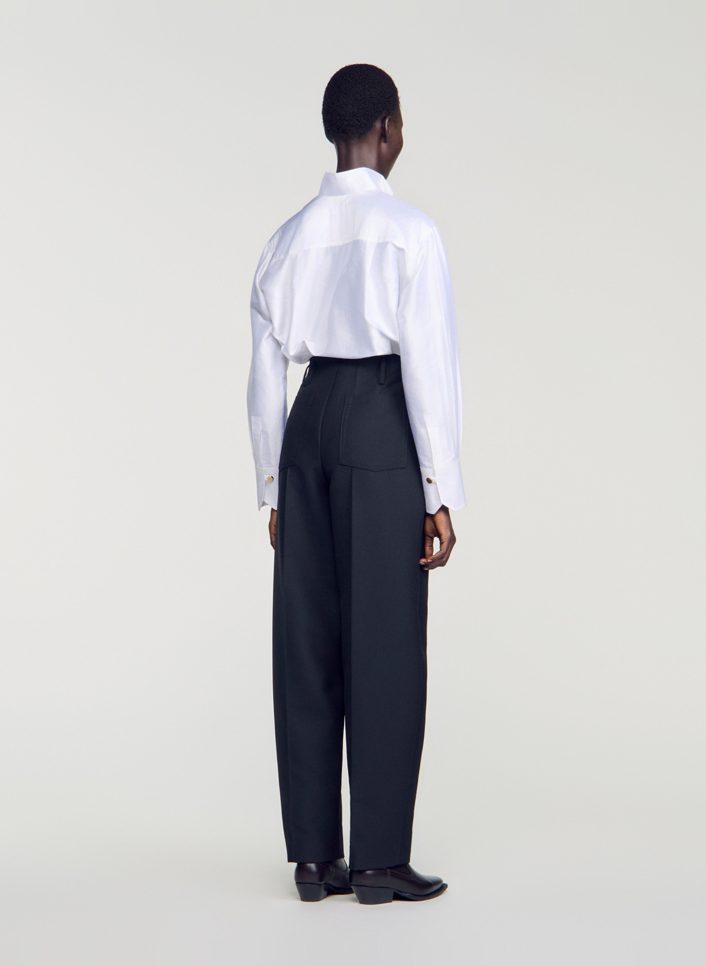 Pantalon taille haute droit uni SANDRO Noir