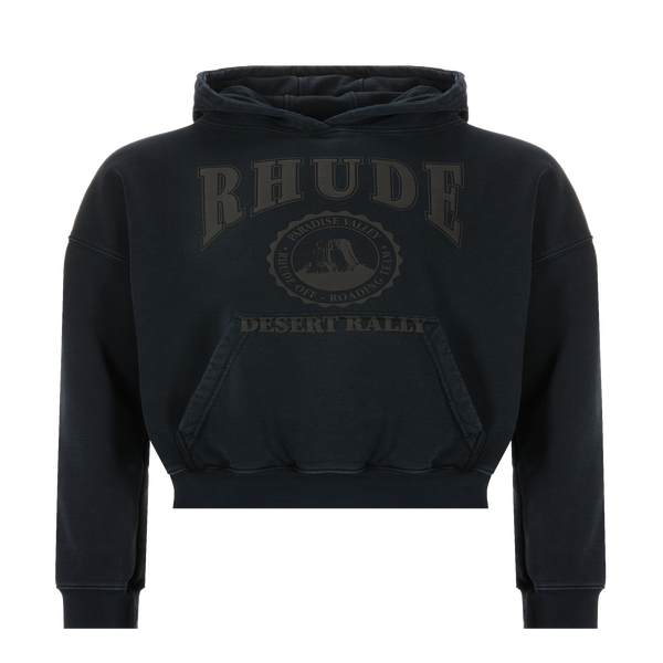Rhude Organic Cotton-blend Hoodie With Logo In Black